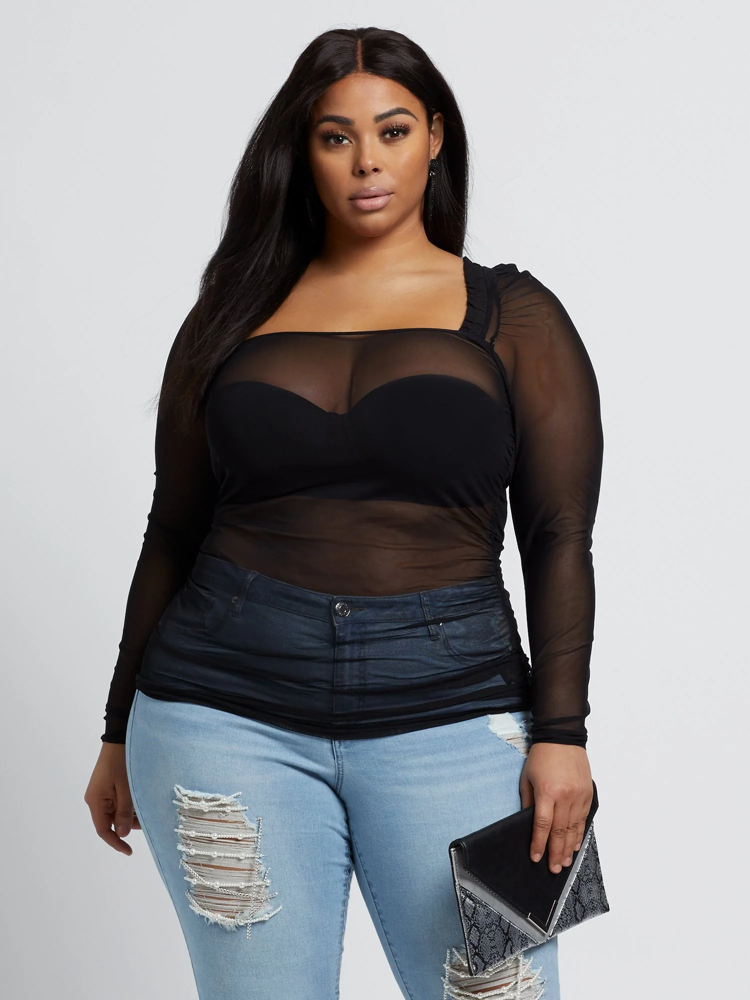 Aly Ruched Mesh Top - Image 2