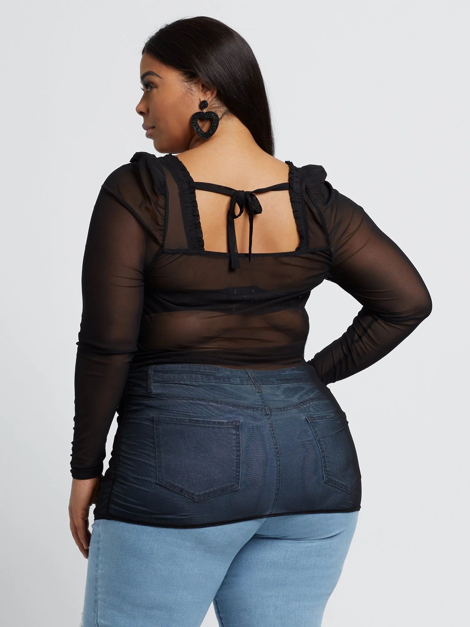 Aly Ruched Mesh Top - Image 3
