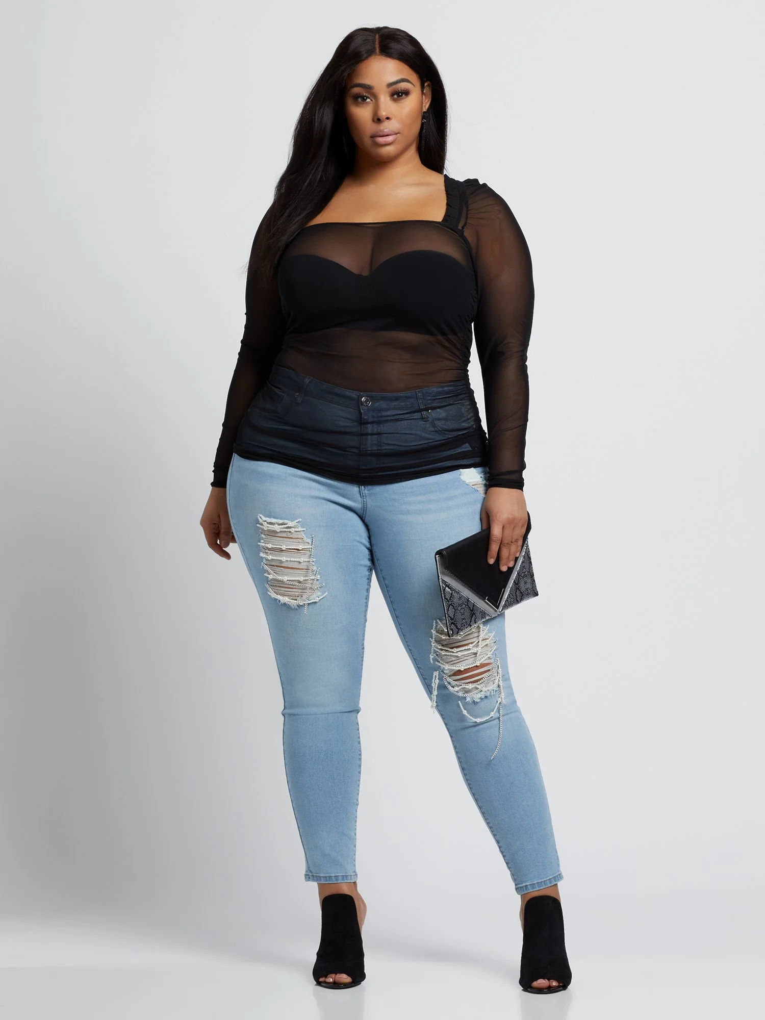 Aly Ruched Mesh Top - Image 5