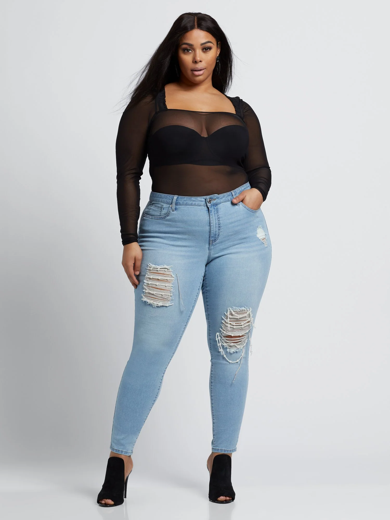 Aly Ruched Mesh Top - Image 7