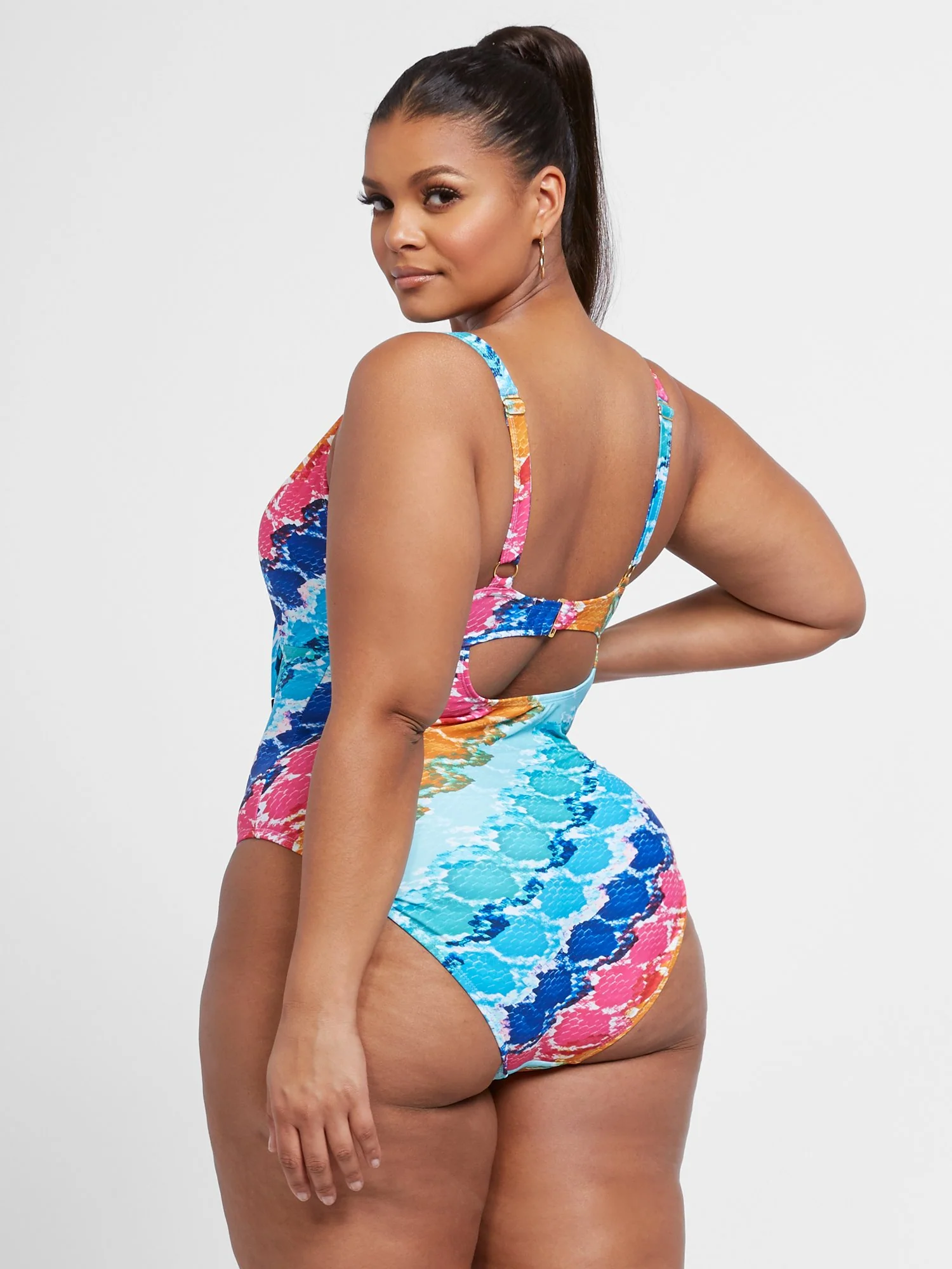Amanda Multicolor Snake Print One-Piece Swimsuit - Image 3