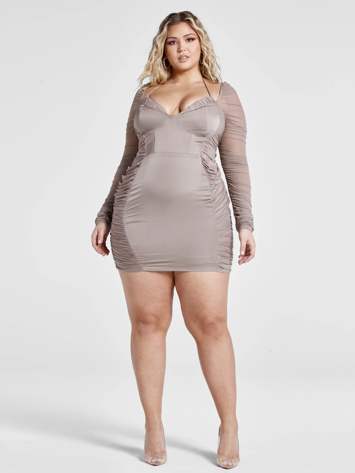 Amaya Ruched Mesh Dress - Image 4