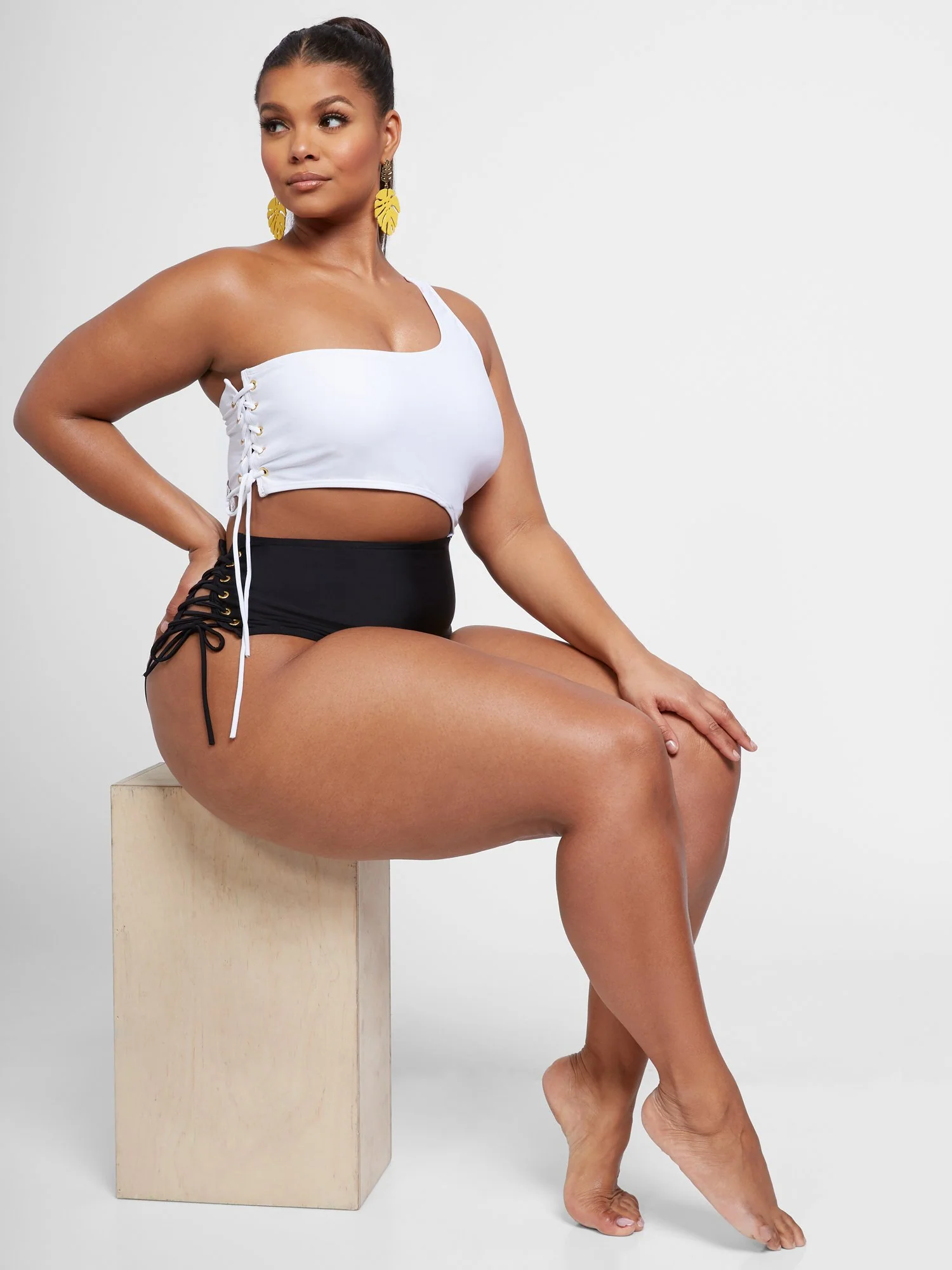 Amber One Shoulder Side Lace-up Monokini - Image 6