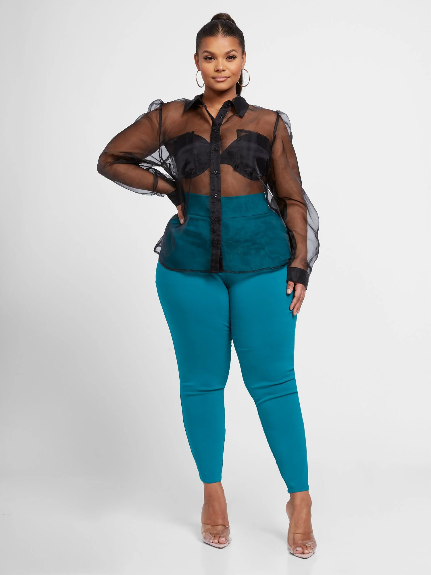 Amelia Button Front Organza Blouse - Image 5