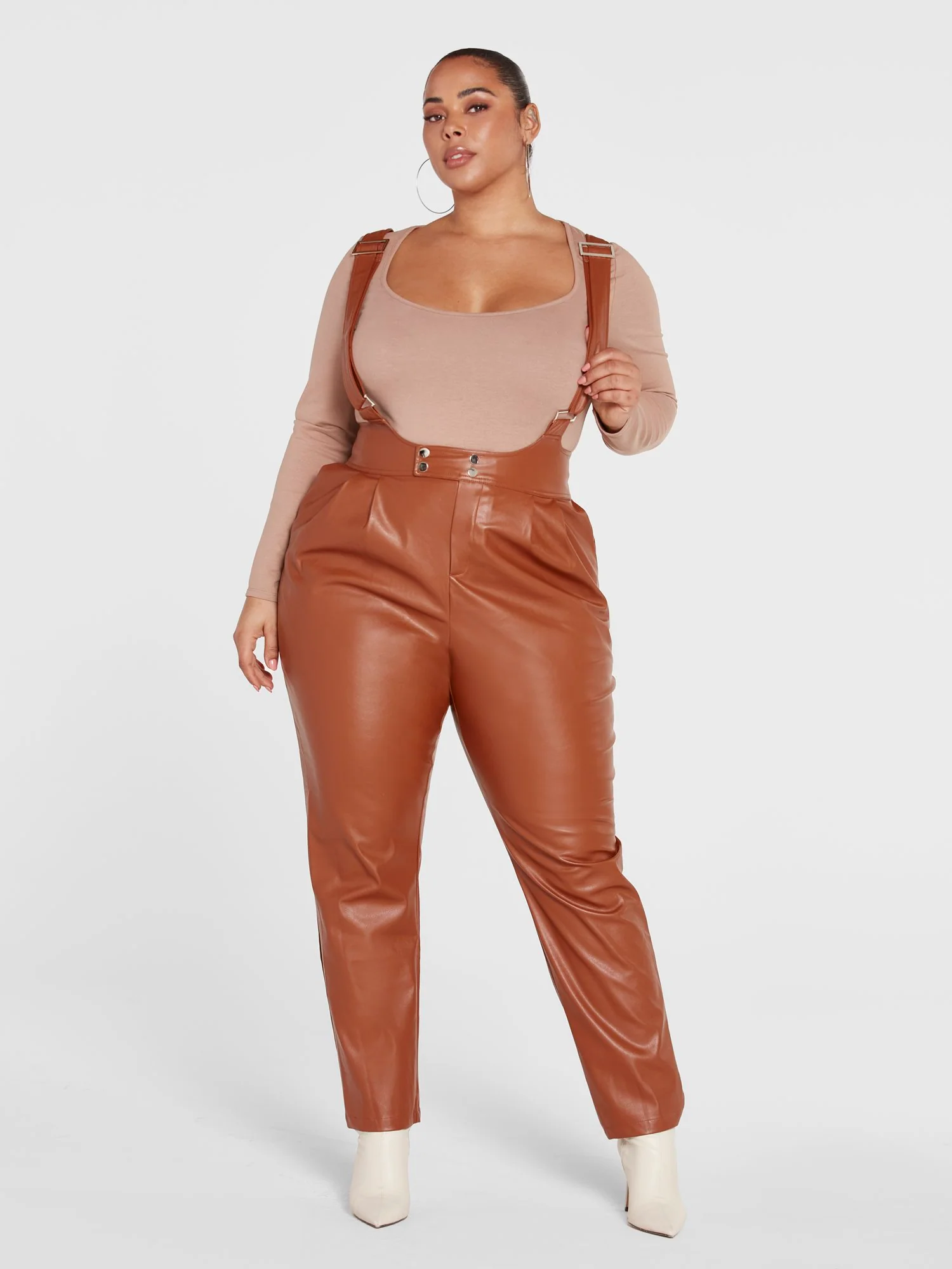 Amelia Faux Leather Suspender Pants - Image 2