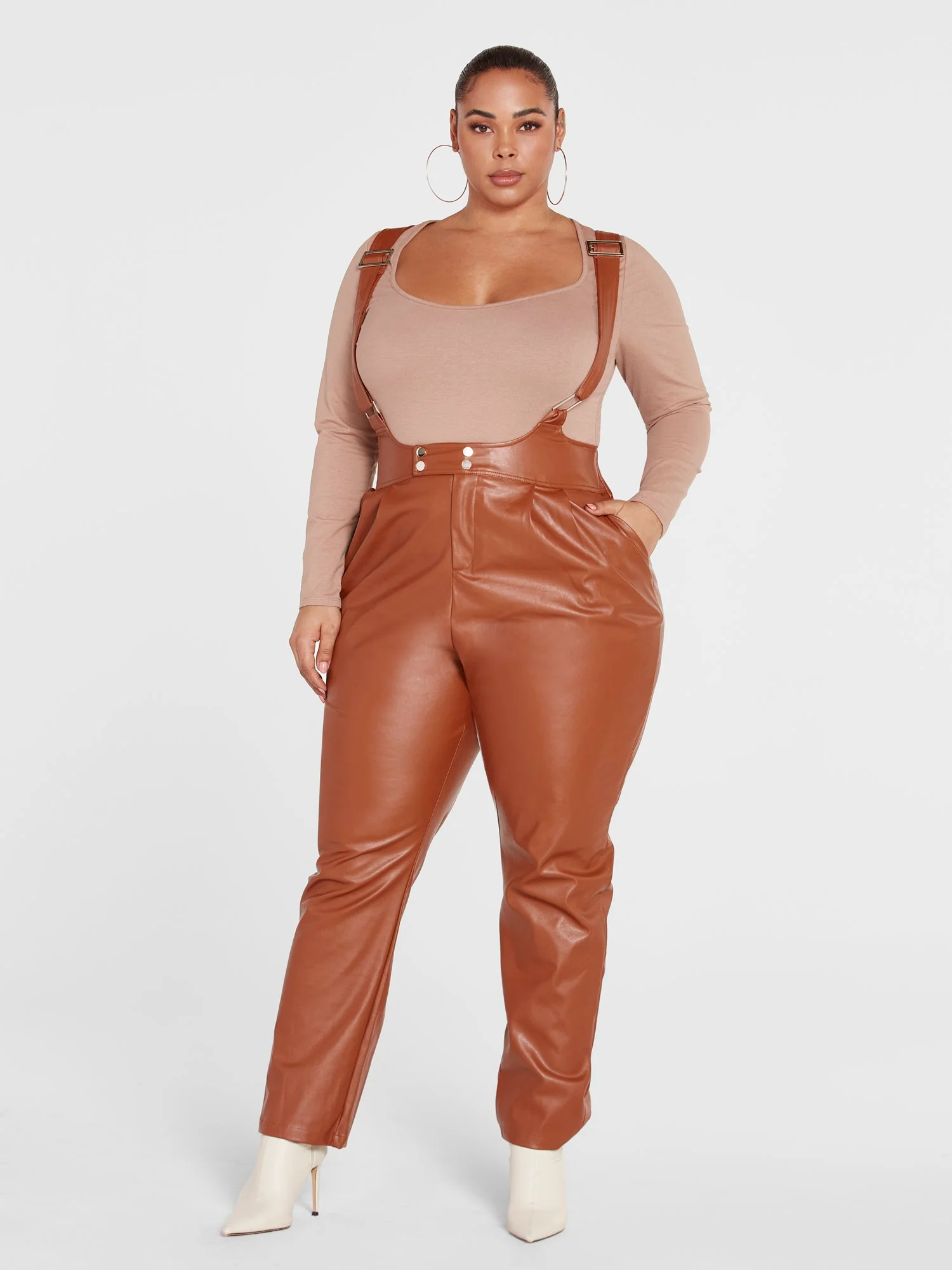 Amelia Faux Leather Suspender Pants - Image 5