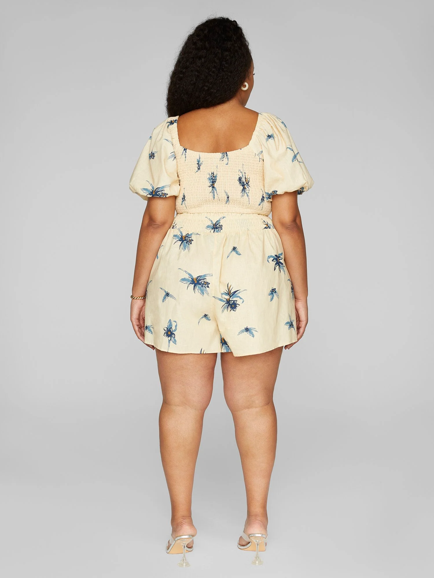Amelia Floral Print Linen Crop Top - Image 4