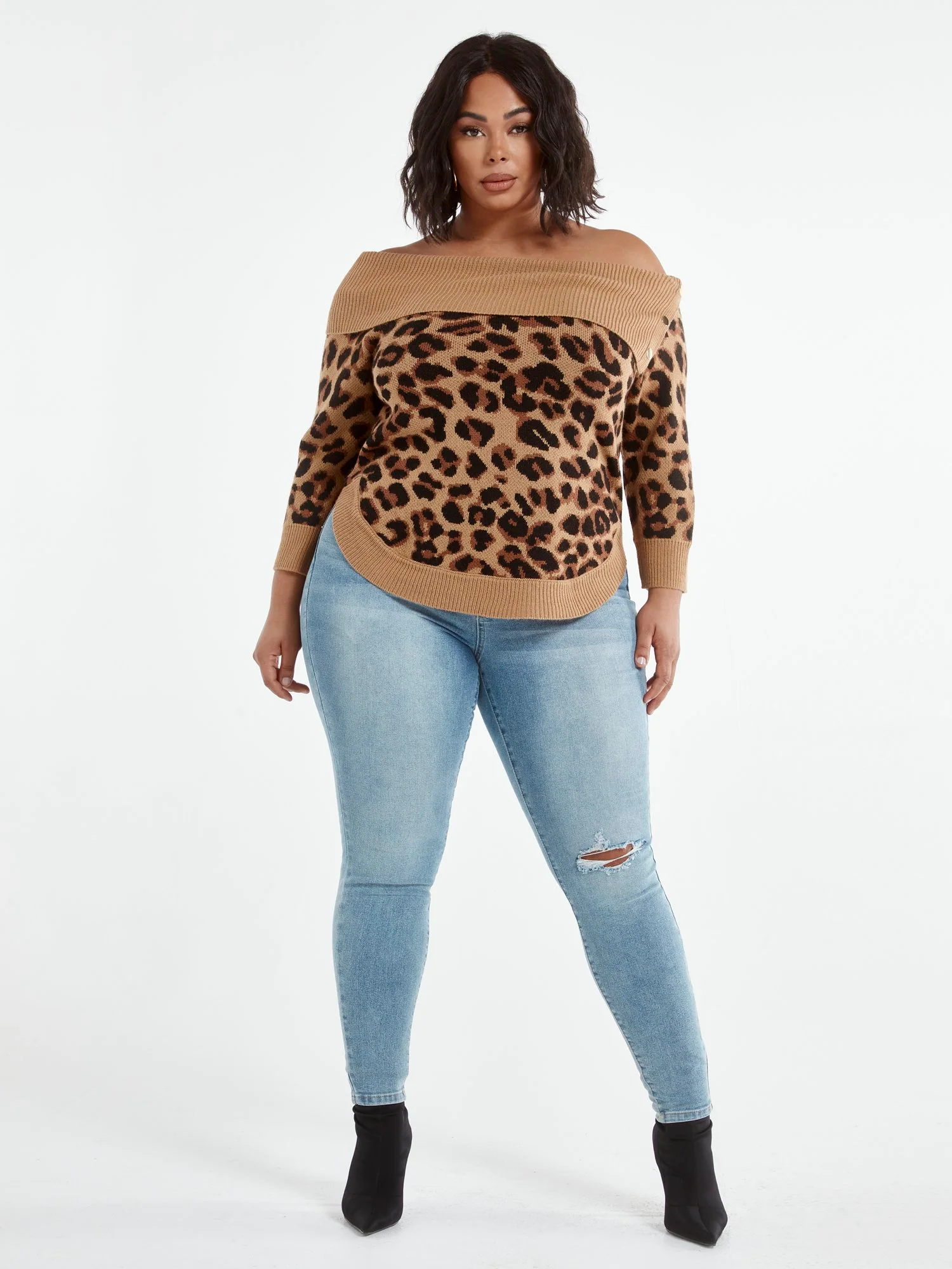 Amelia Leopard Print Split Collar Sweater - Image 4