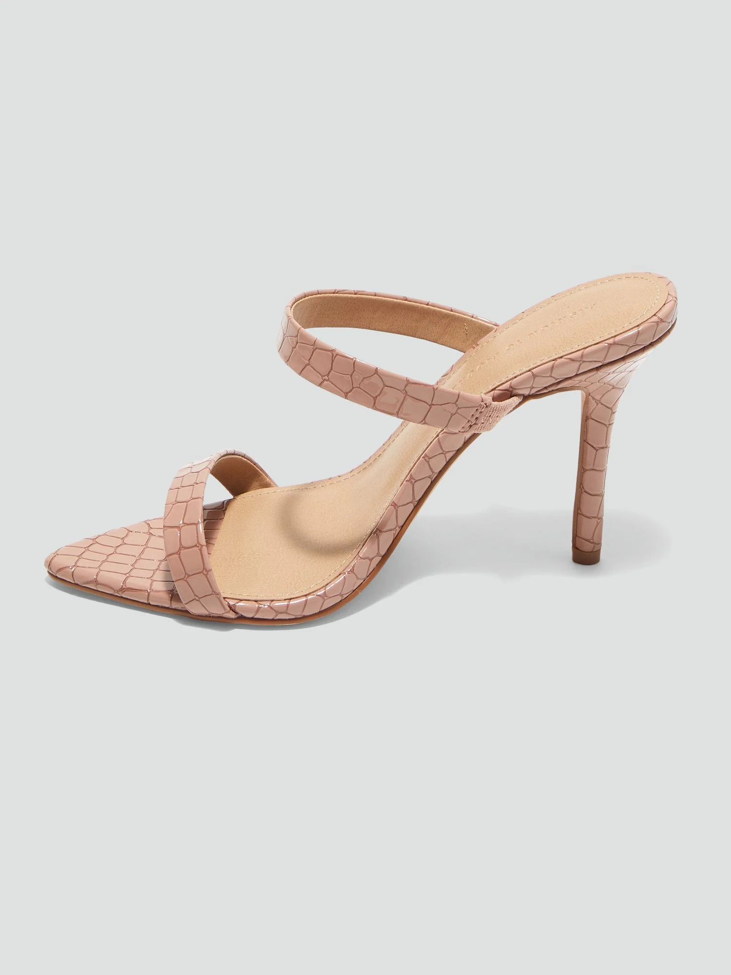 Amira Double Strap Sandals in Brown Crocodile - Image 3