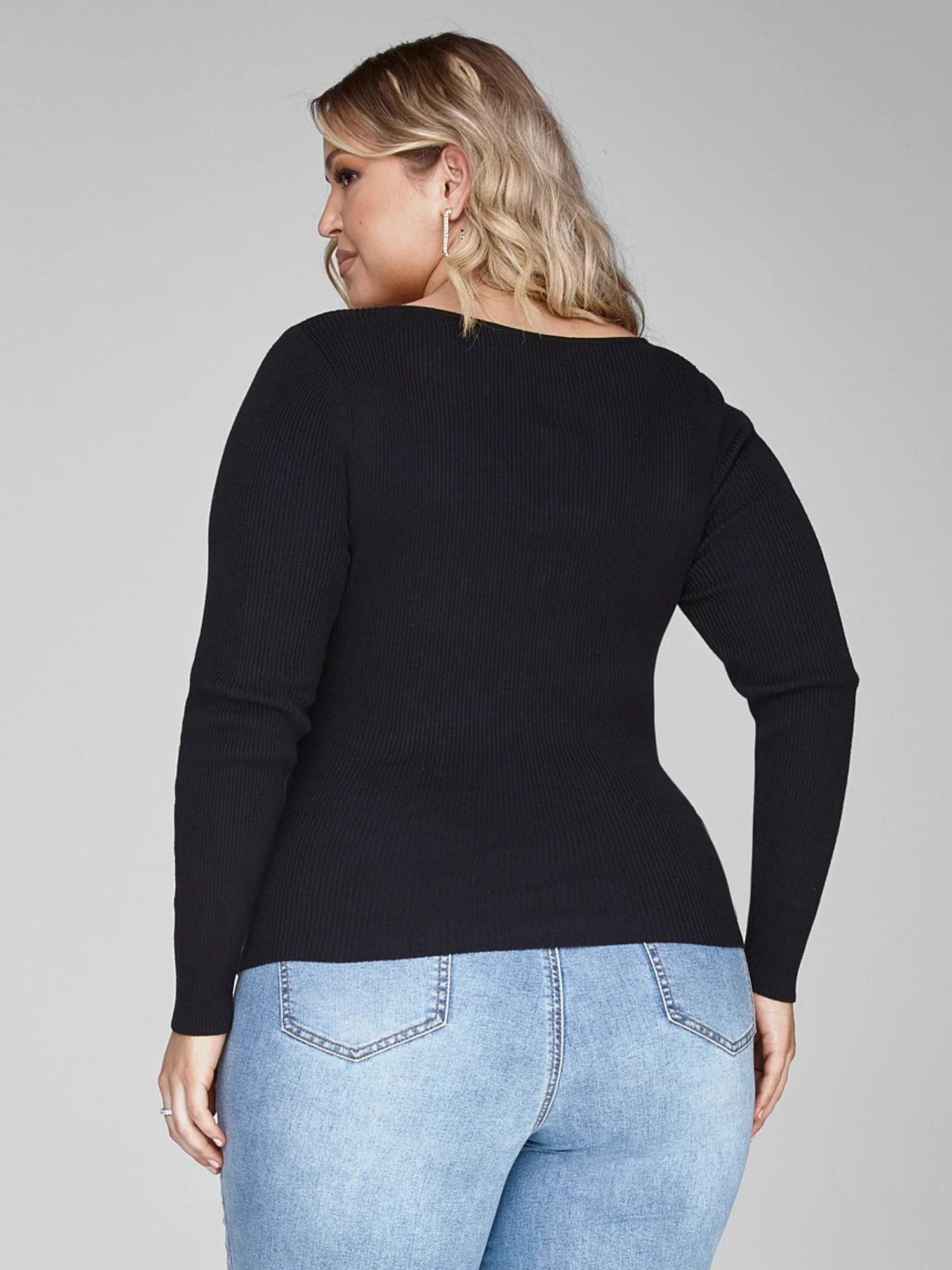Amirah Cutout Detail Ribbed Knit Sweater - Image 3