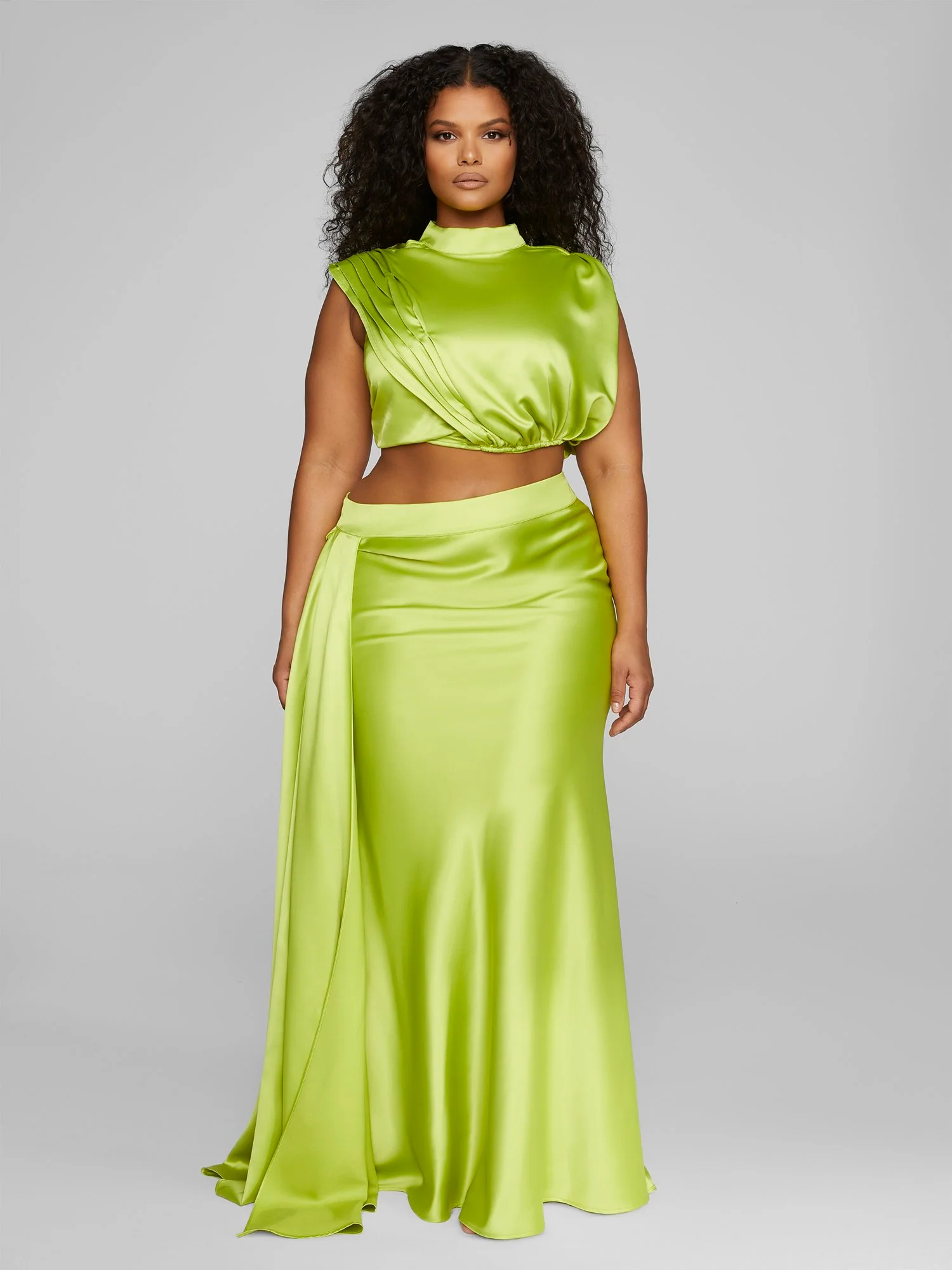 Anaisa Drape Detail Satin Skirt - Leslie Sidora x FTF - Image 2