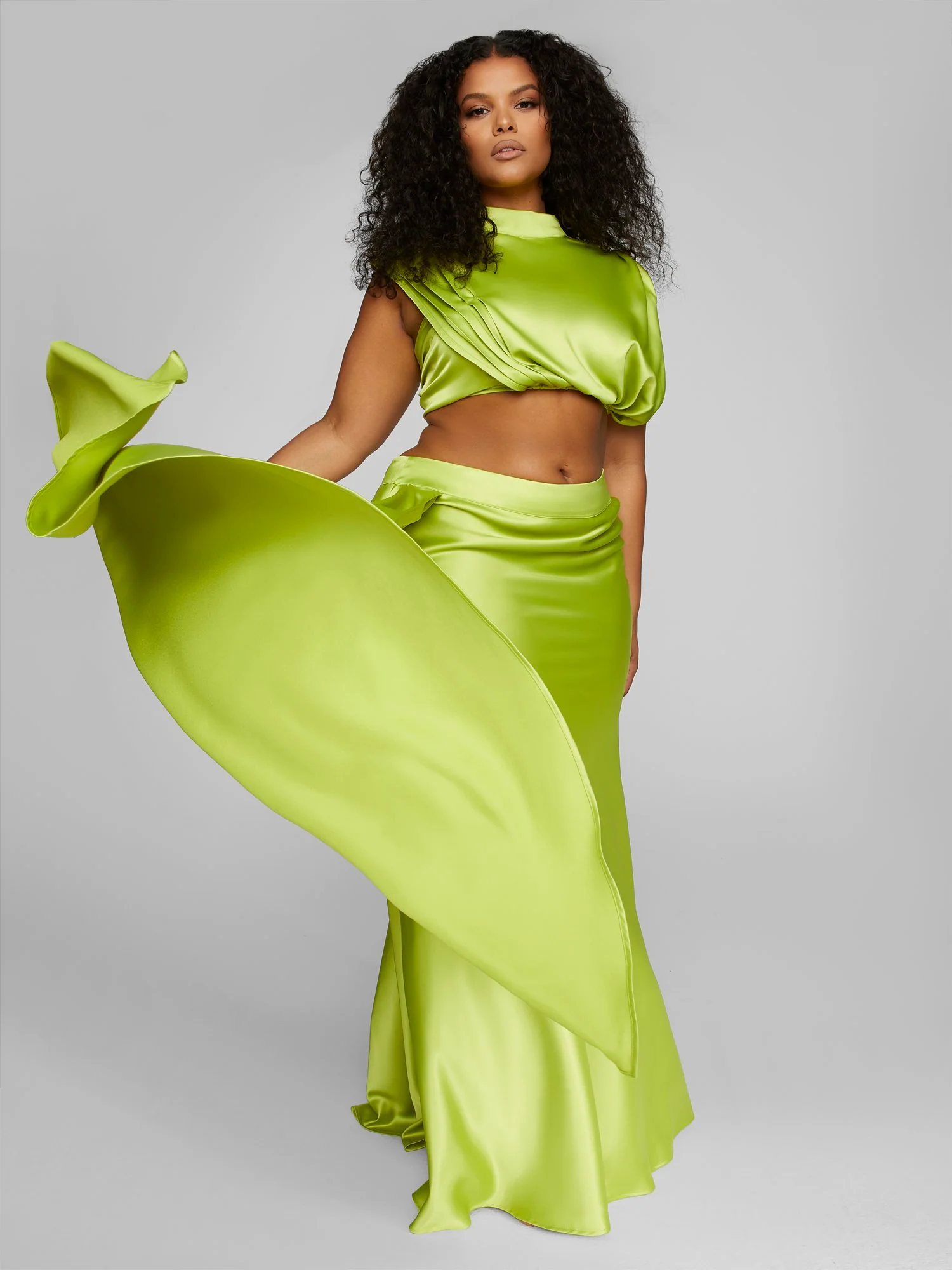 Anaisa Drape Detail Satin Skirt - Leslie Sidora x FTF - Image 3