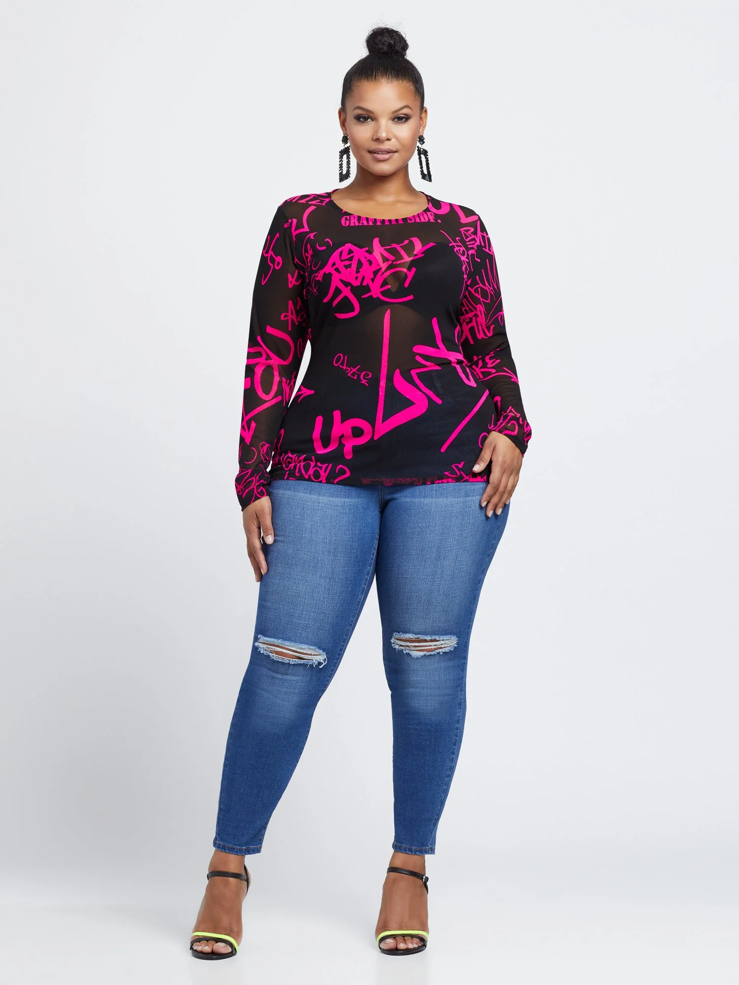 Andie Graffiti Mesh Top - Image 4