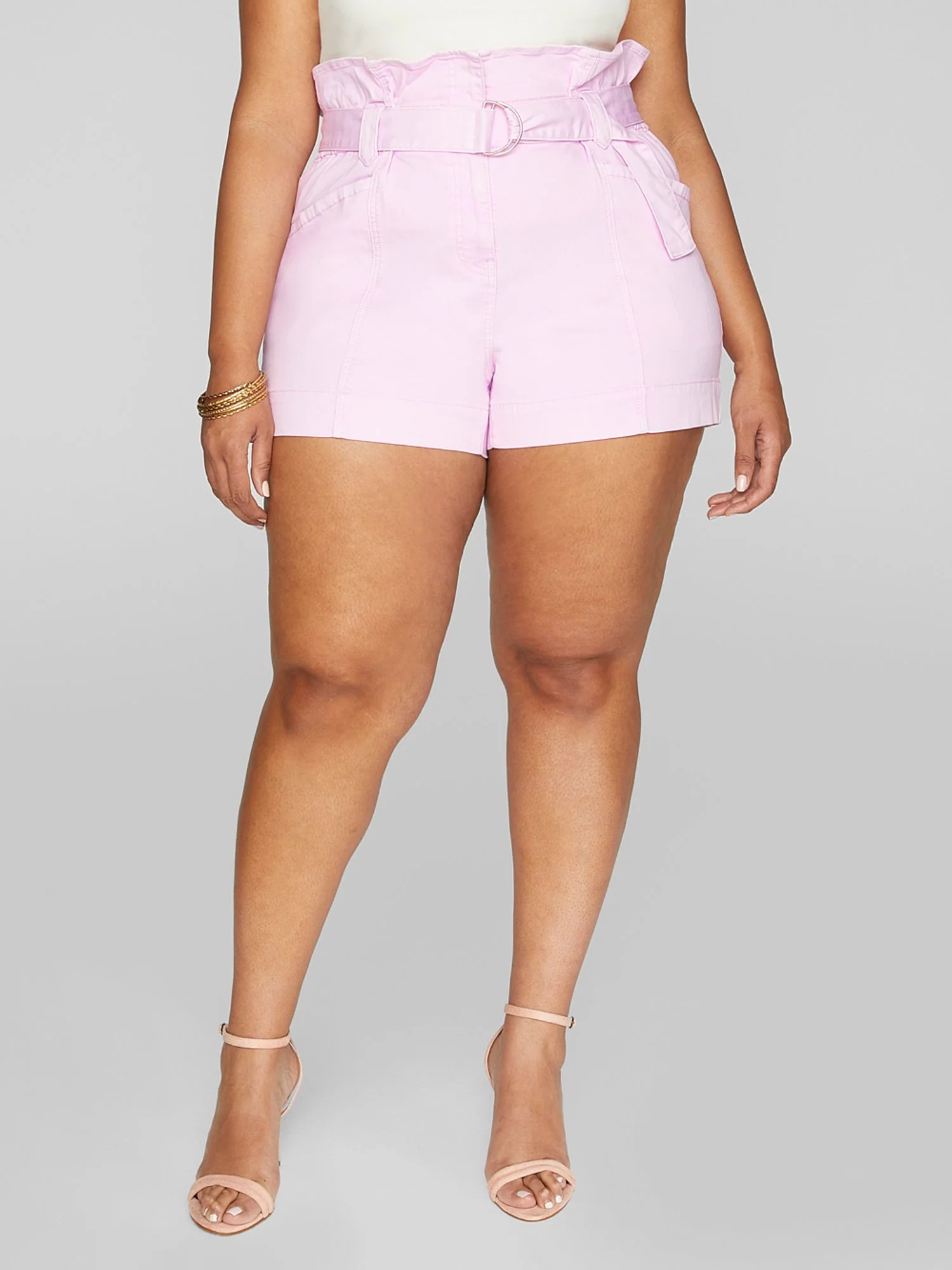 Andie High Rise Paperbag Waist Twill Shorts - Image 2