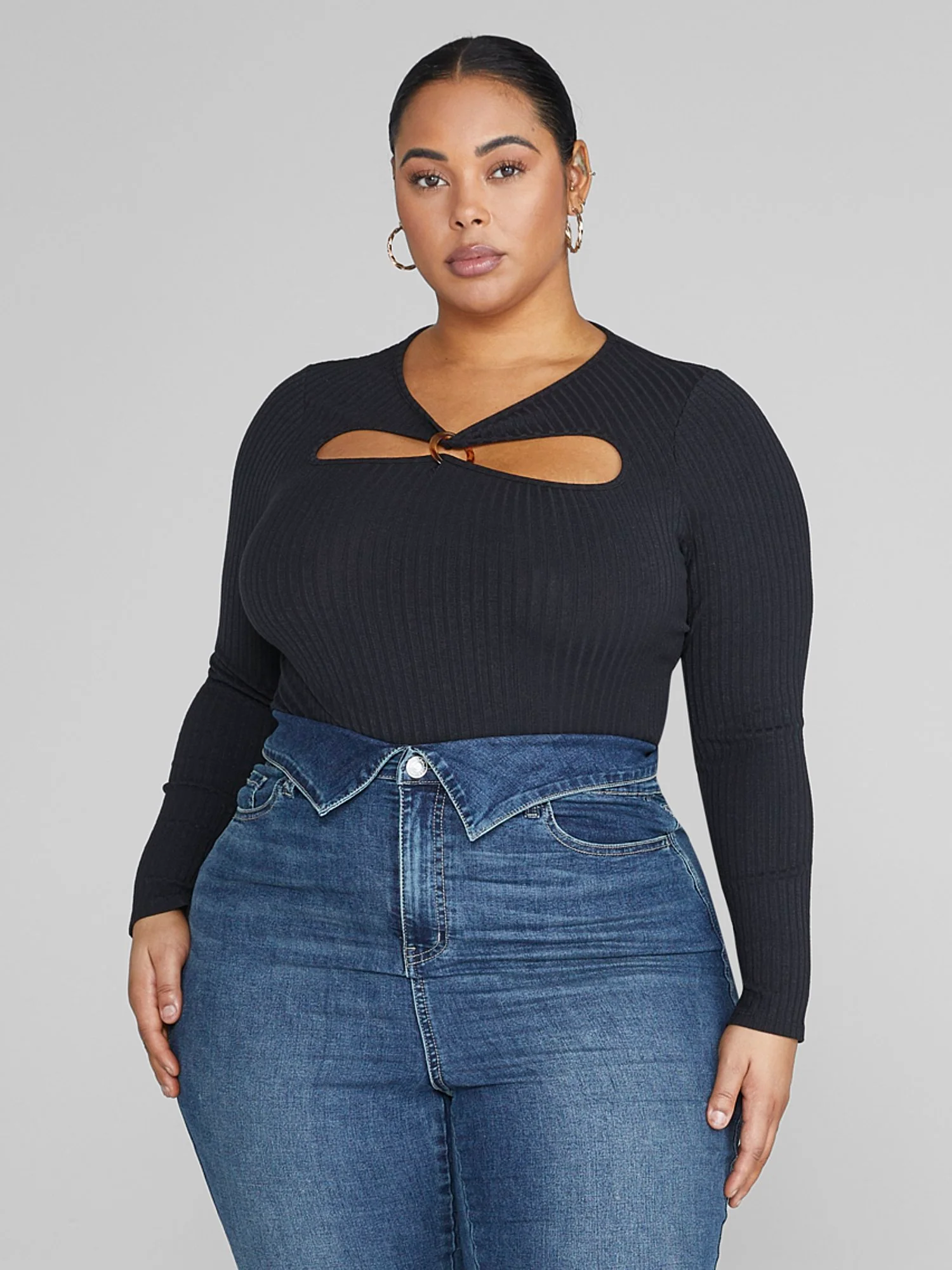 Angie Ribbed Knit Cutout Top - Image 2