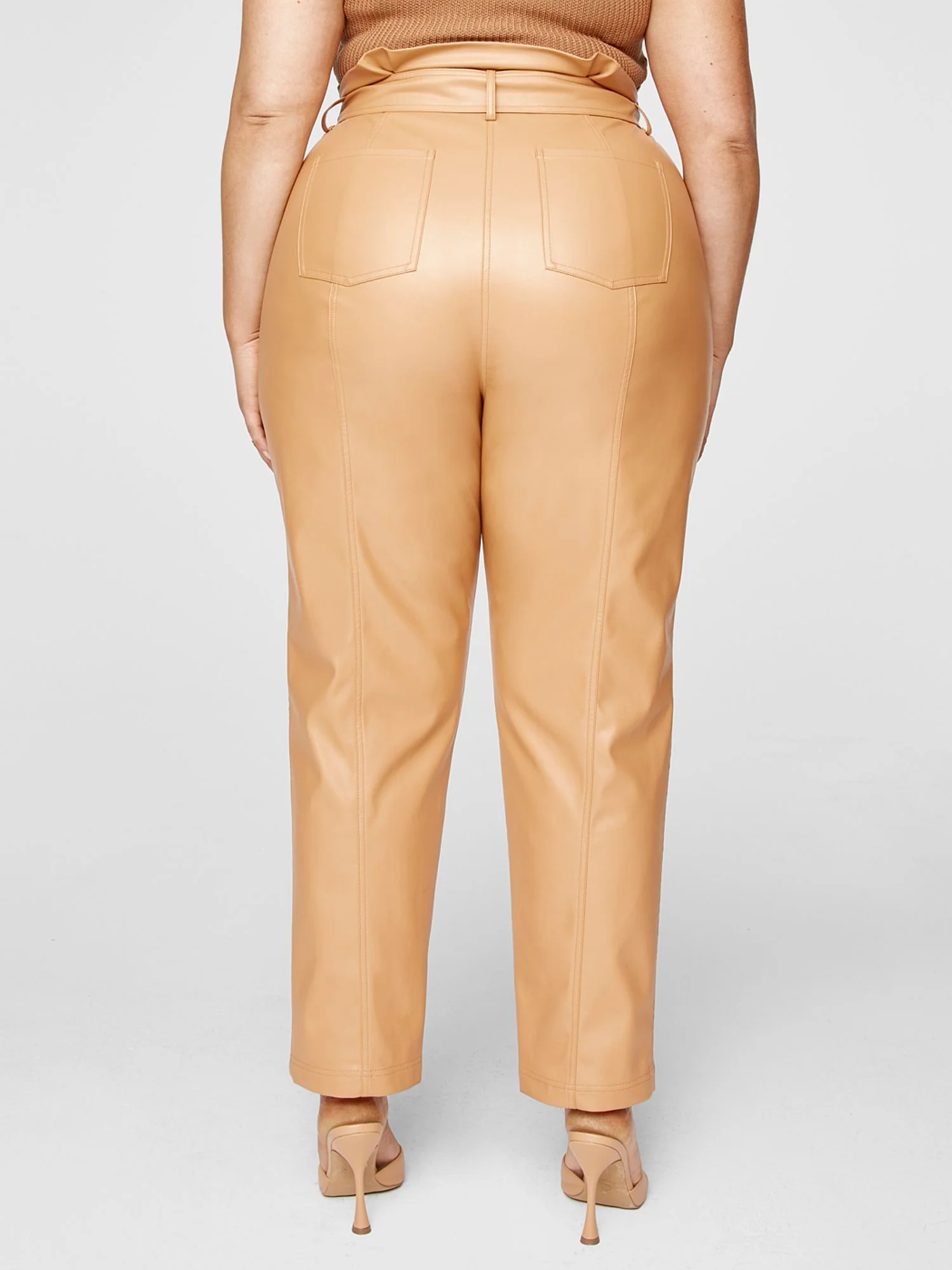 Anika Faux Leather Paperbag Waist Pants - Image 3