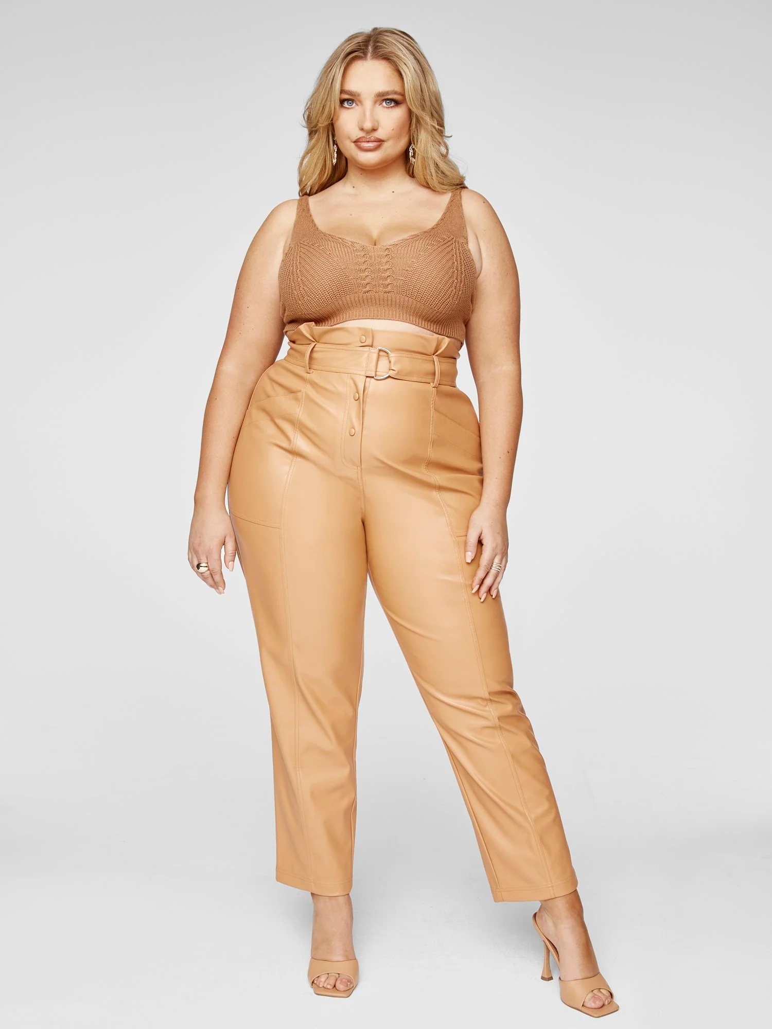 Anika Faux Leather Paperbag Waist Pants - Image 4
