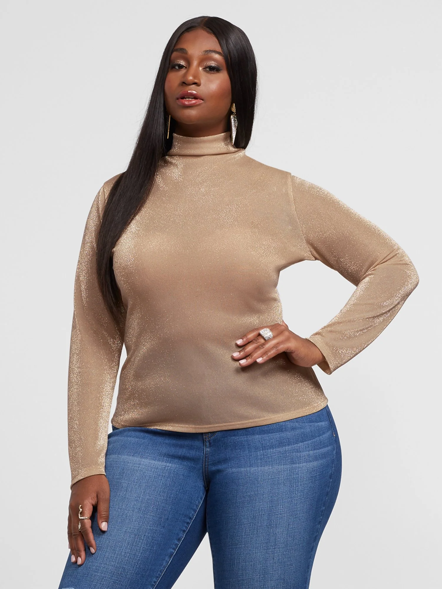 Anita Champagne Turtleneck Top - Image 2