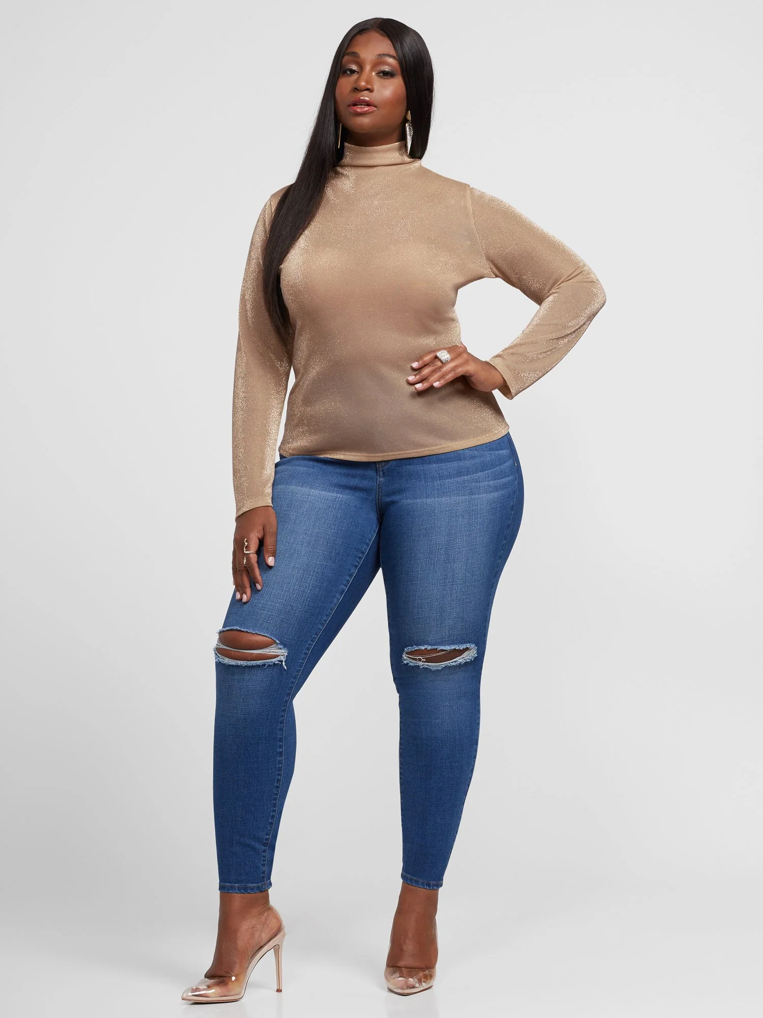 Anita Champagne Turtleneck Top - Image 4