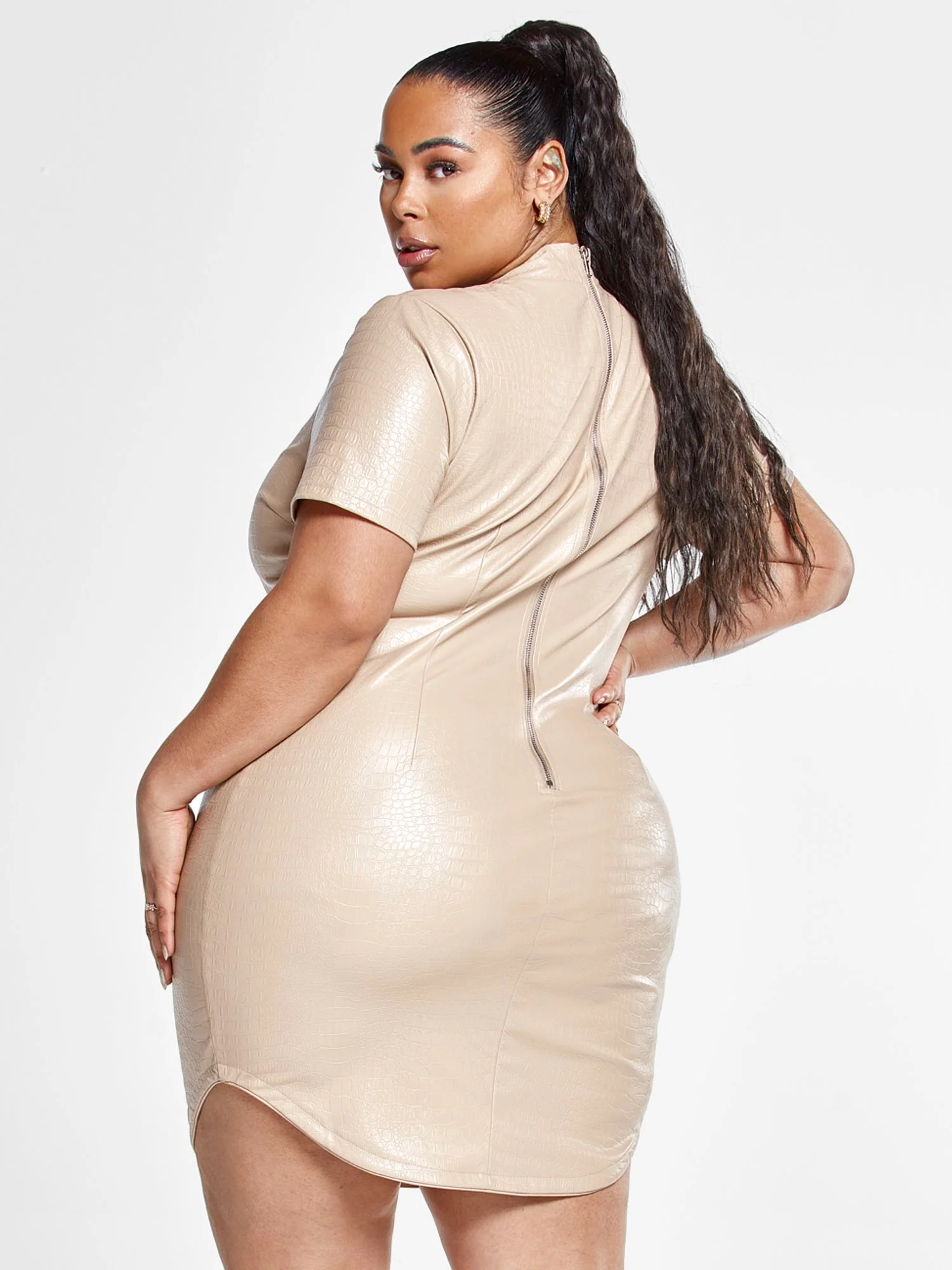 Anna Faux Crocodile Leather Dress - Image 4