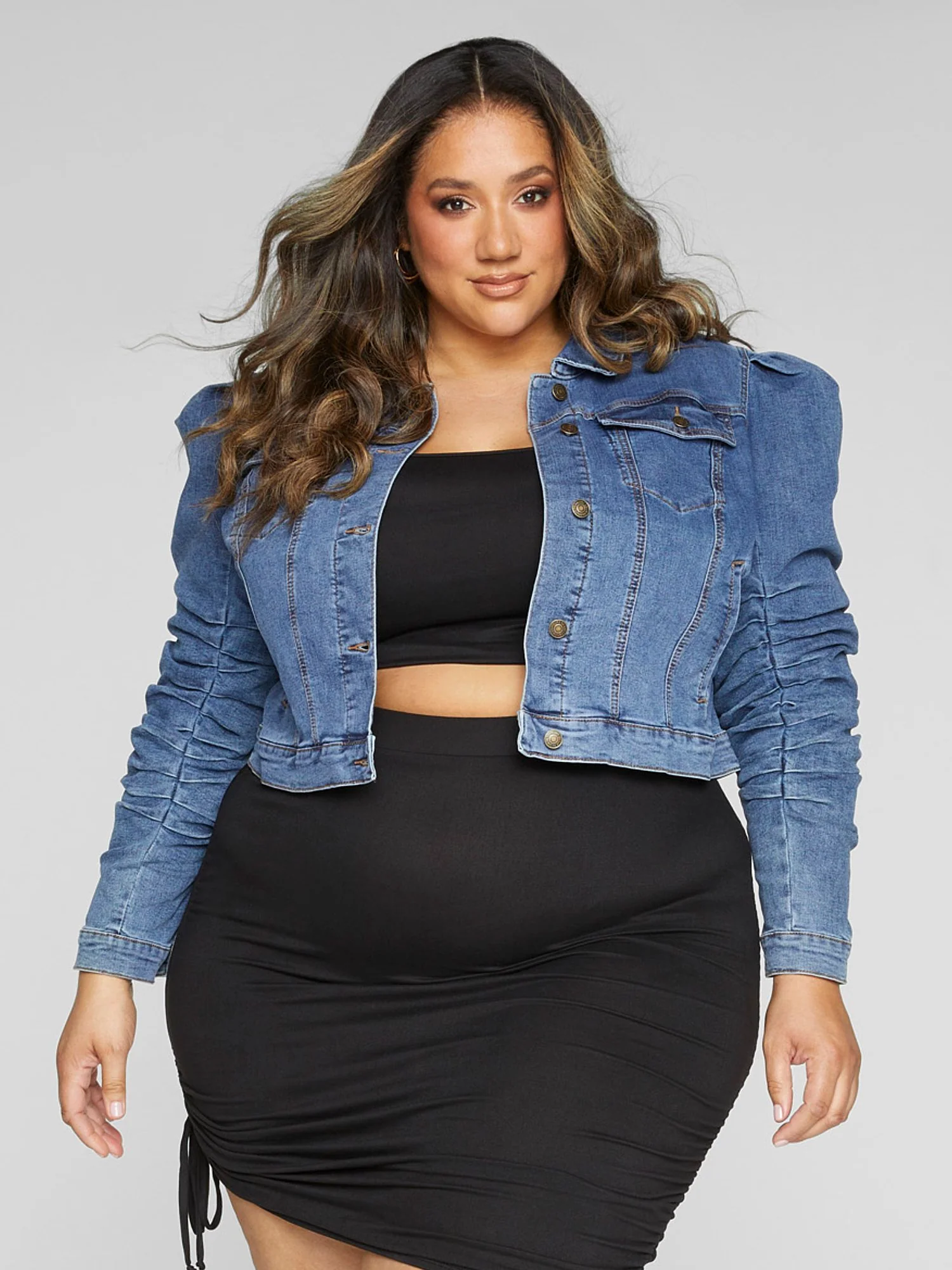 Ariana Puff Sleeve Denim Jacket - Image 2