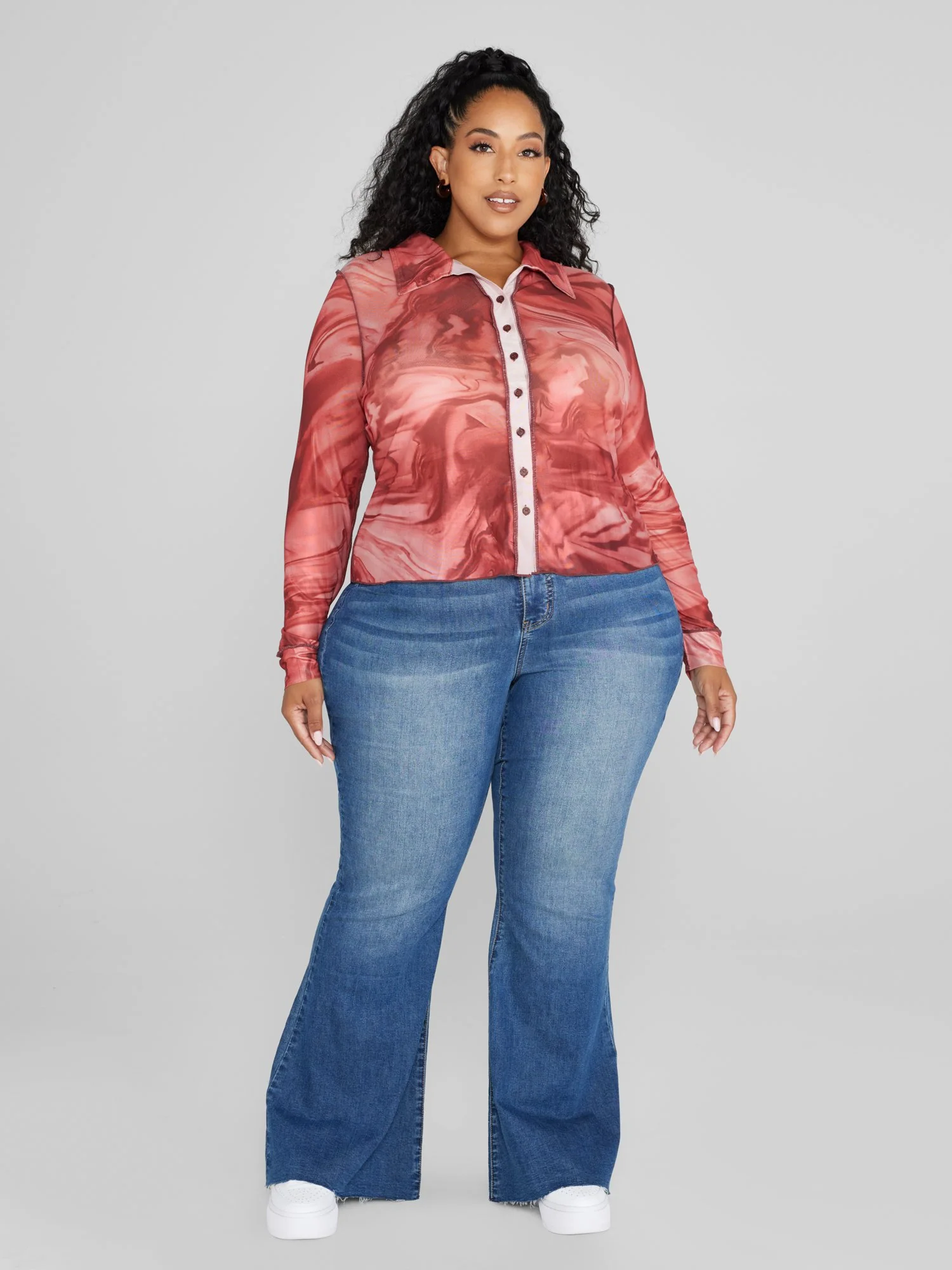 Ariele Button-Down Mesh Shirt - Image 3