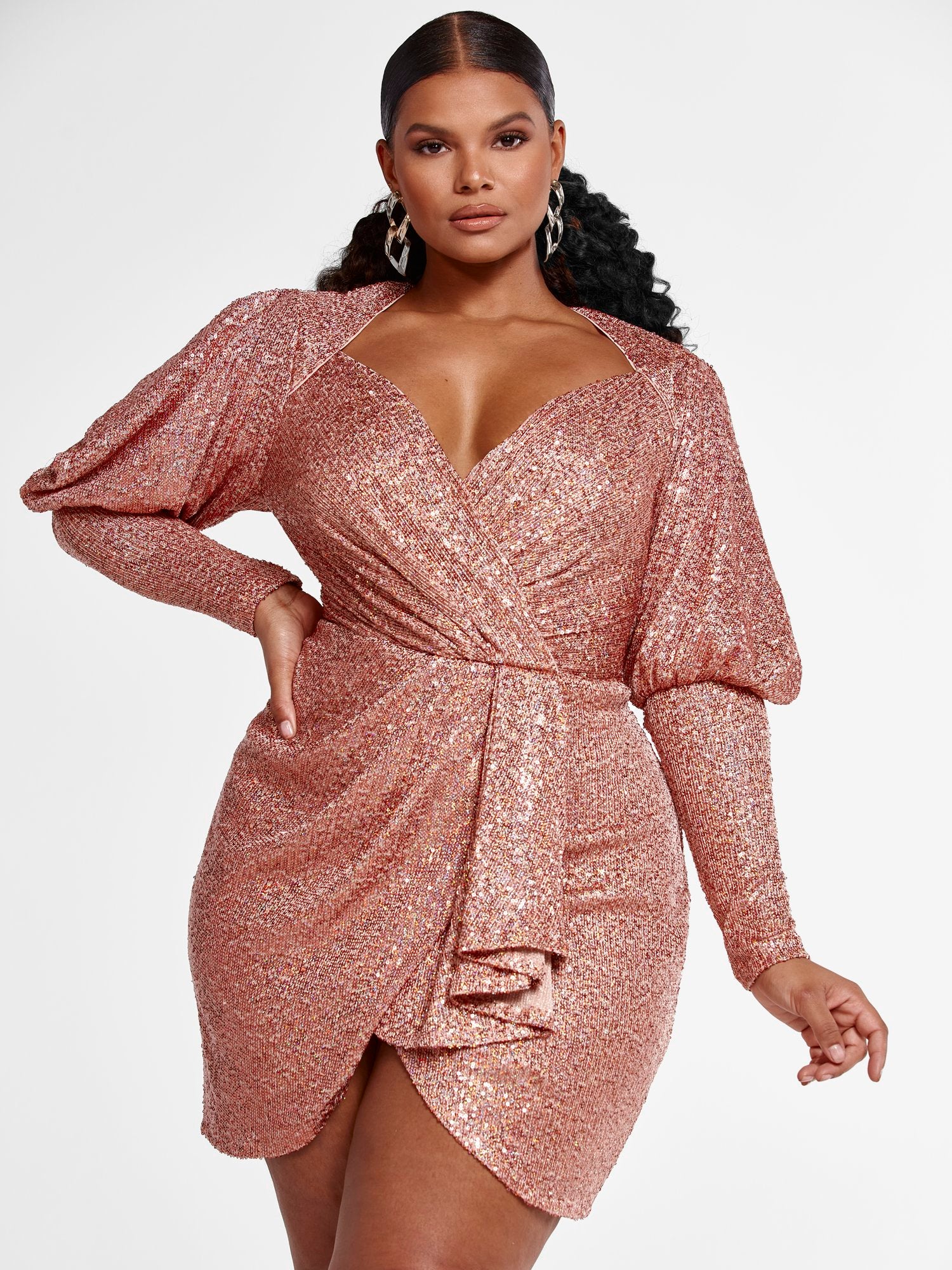 Arielle Faux Wrap Sequin Dress - Image 2