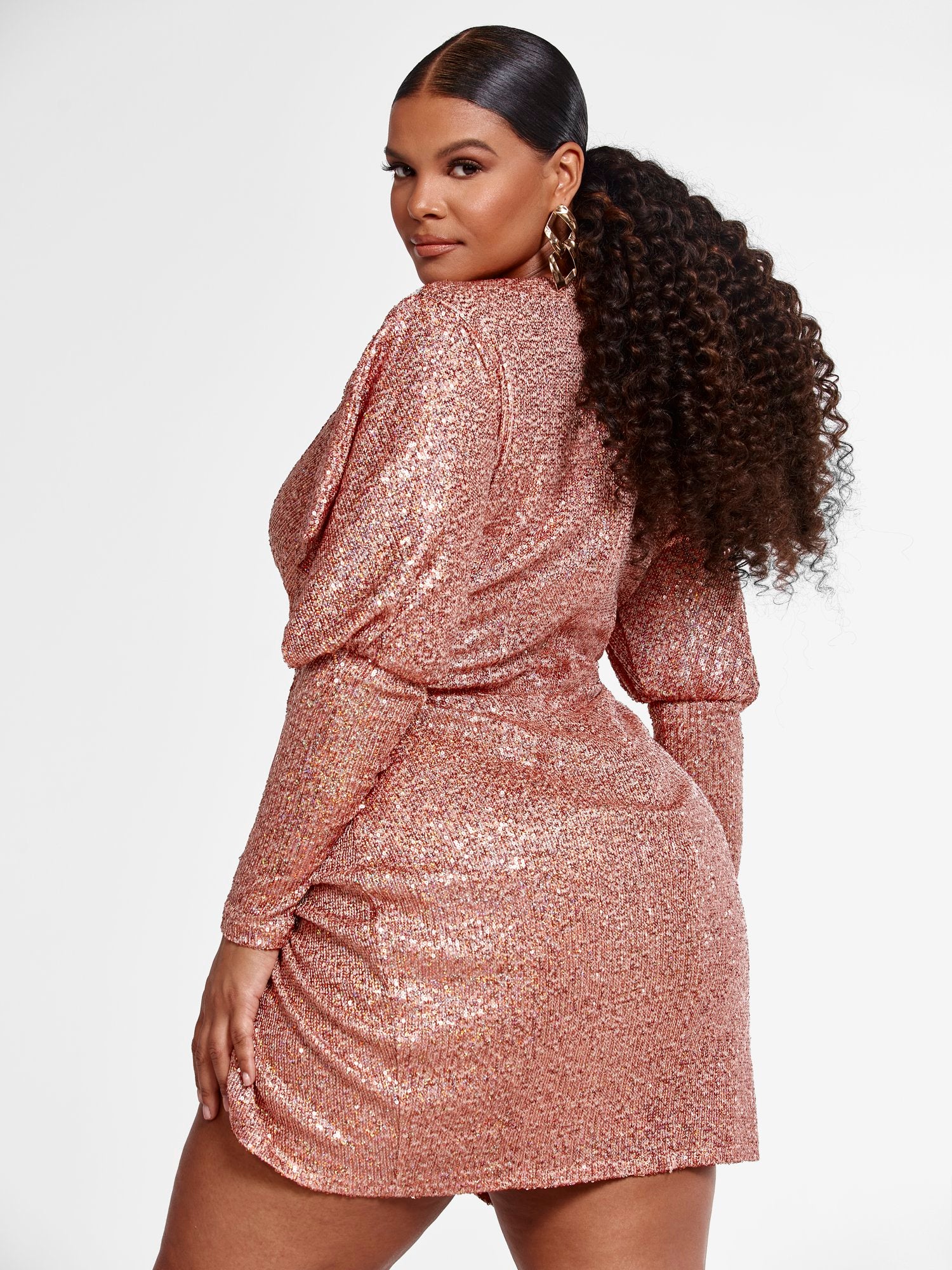 Arielle Faux Wrap Sequin Dress - Image 3