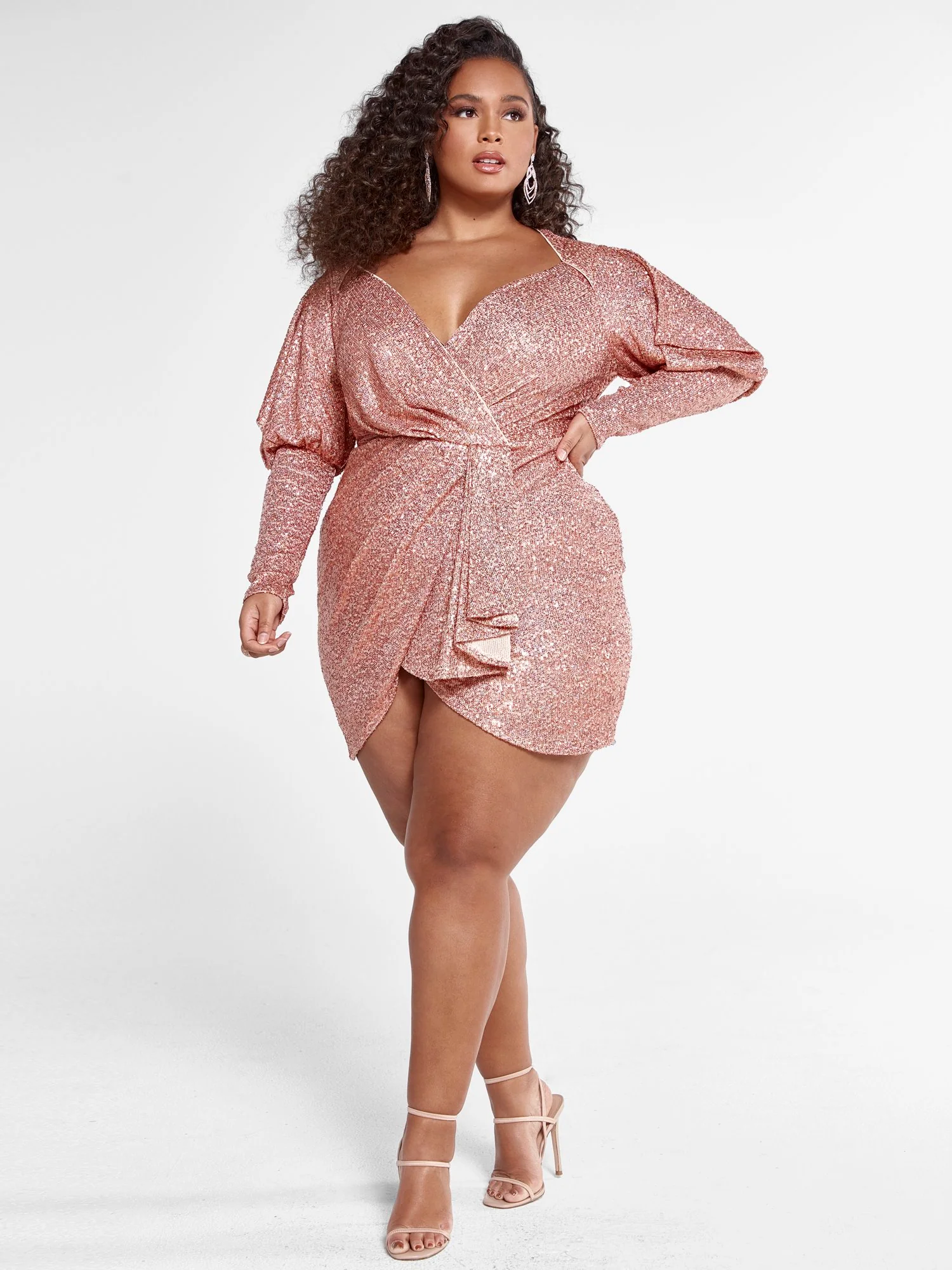 Arielle Faux Wrap Sequin Dress - Image 6