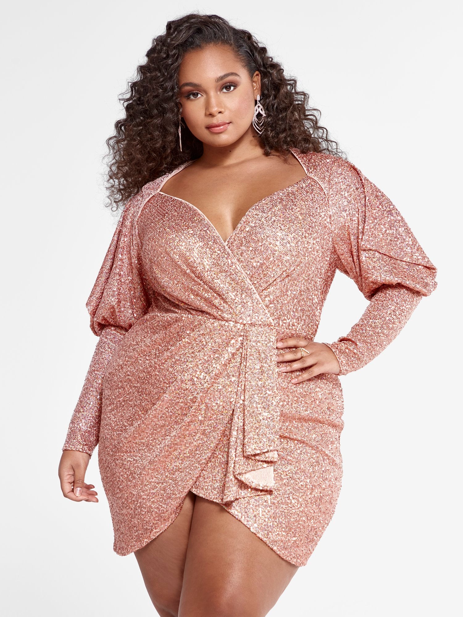 Arielle Faux Wrap Sequin Dress - Image 7