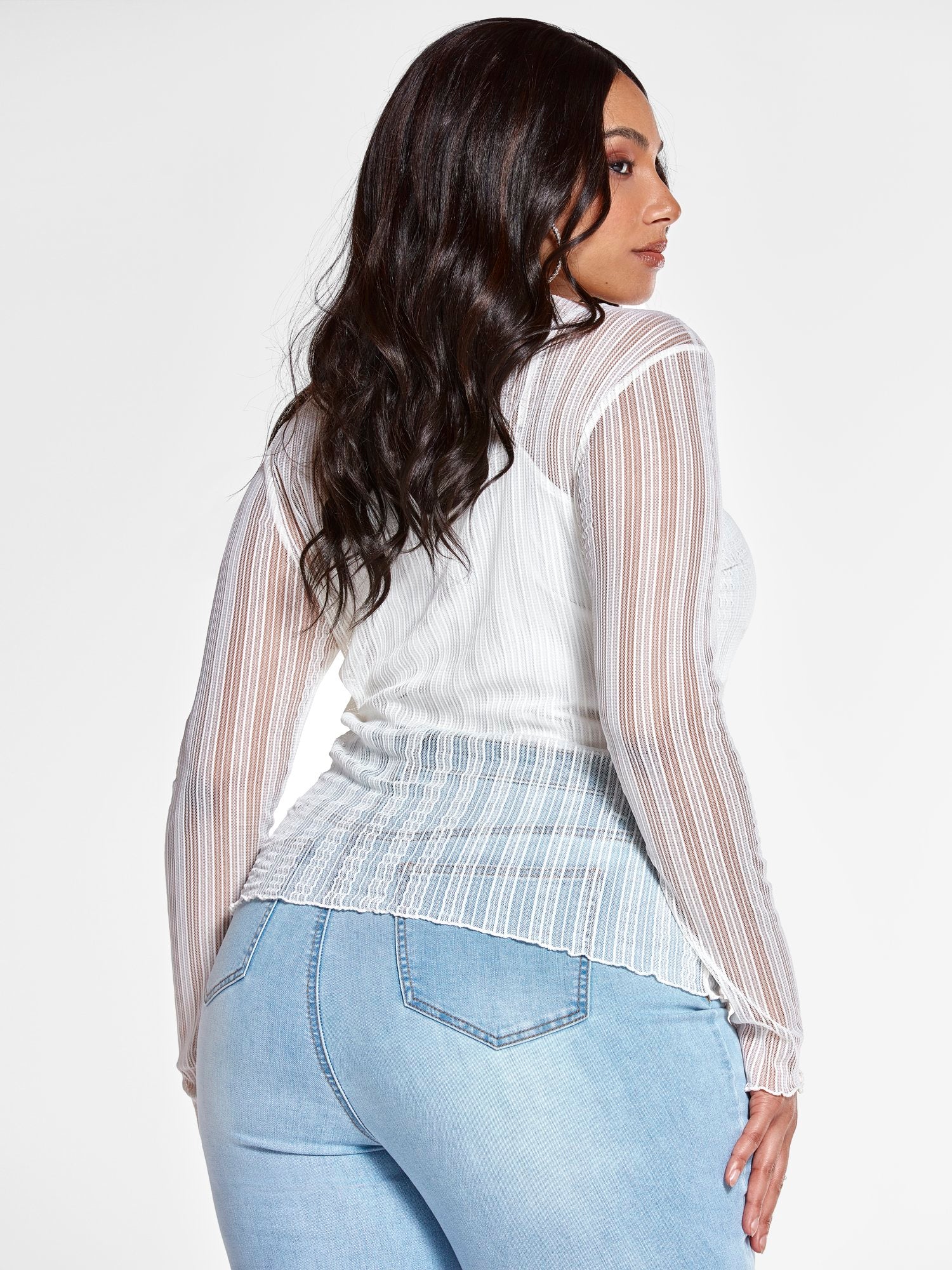Arissa Mockneck Textured Mesh Top - Image 3