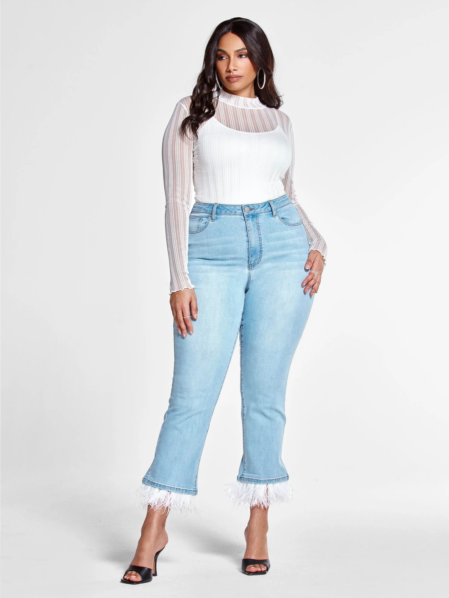 Arissa Mockneck Textured Mesh Top - Image 5