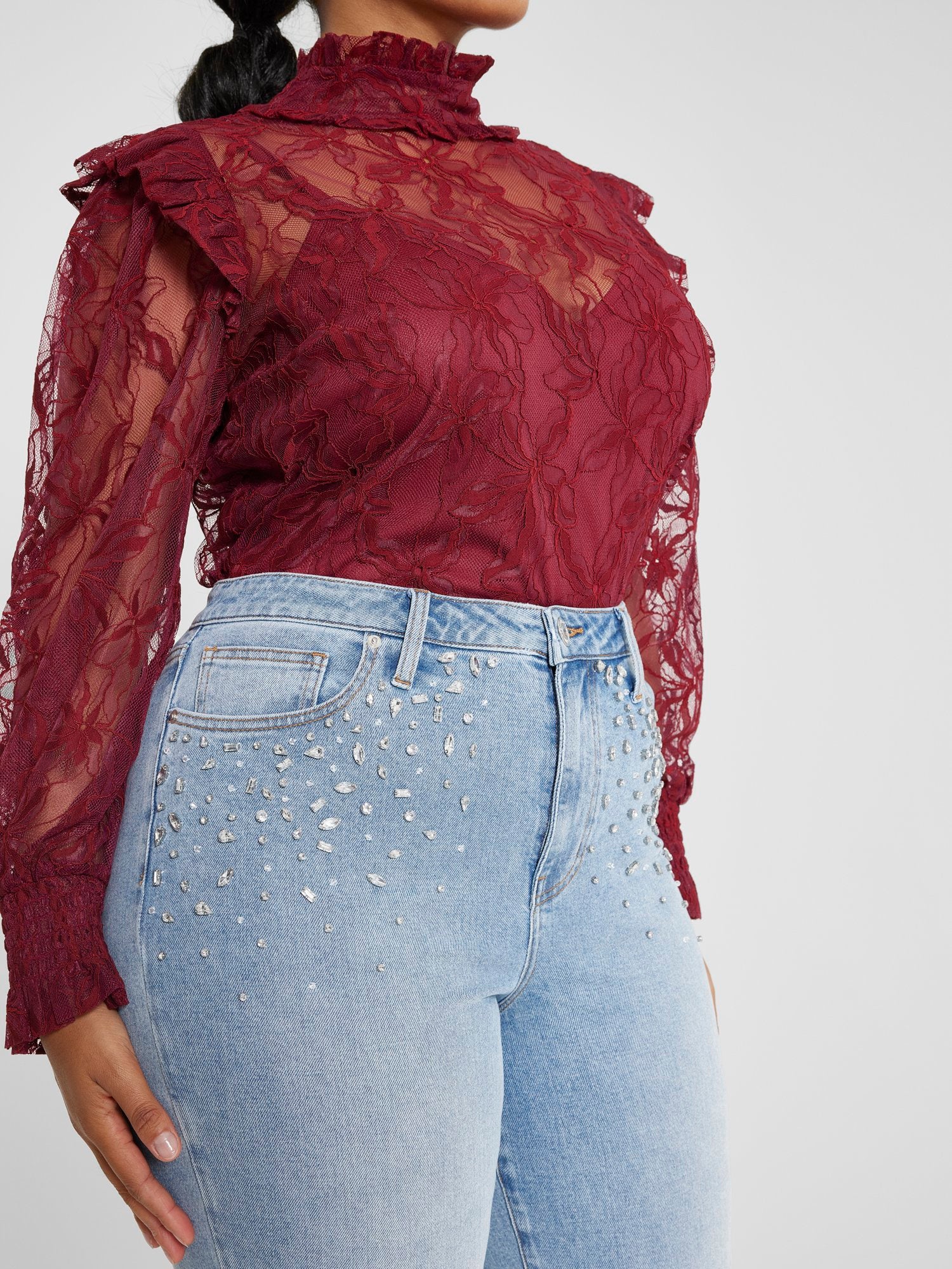 Ashlea High Neck Lace Blouse - Image 5