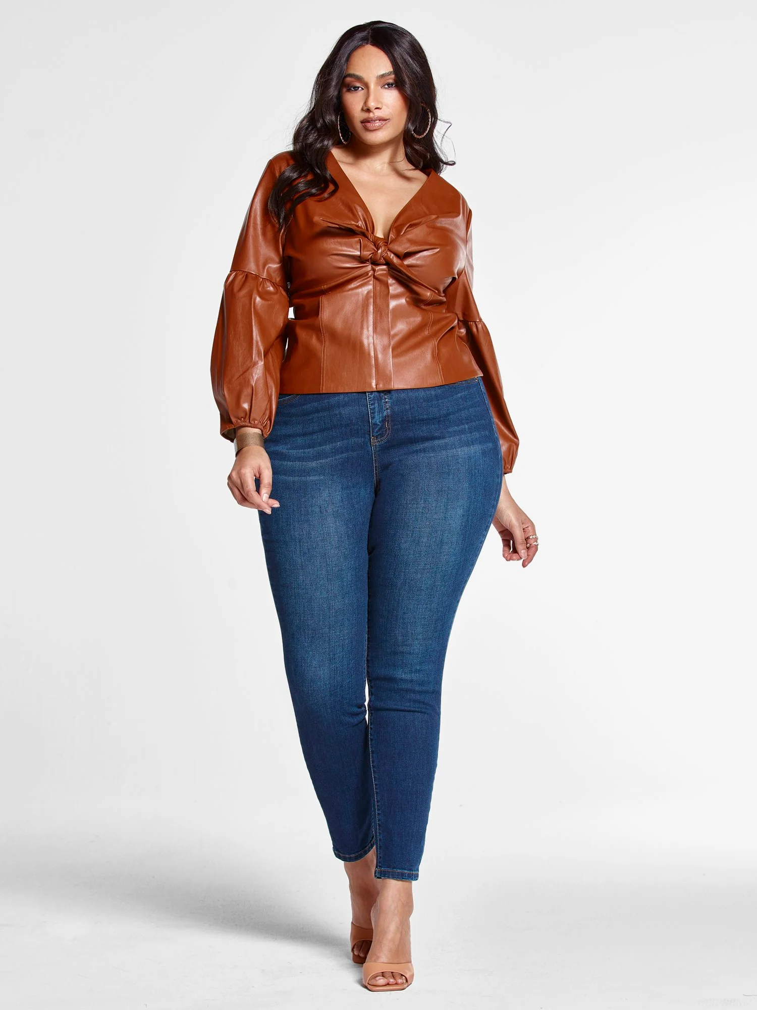 Ashley Tie Front Faux Leather Top - Image 10
