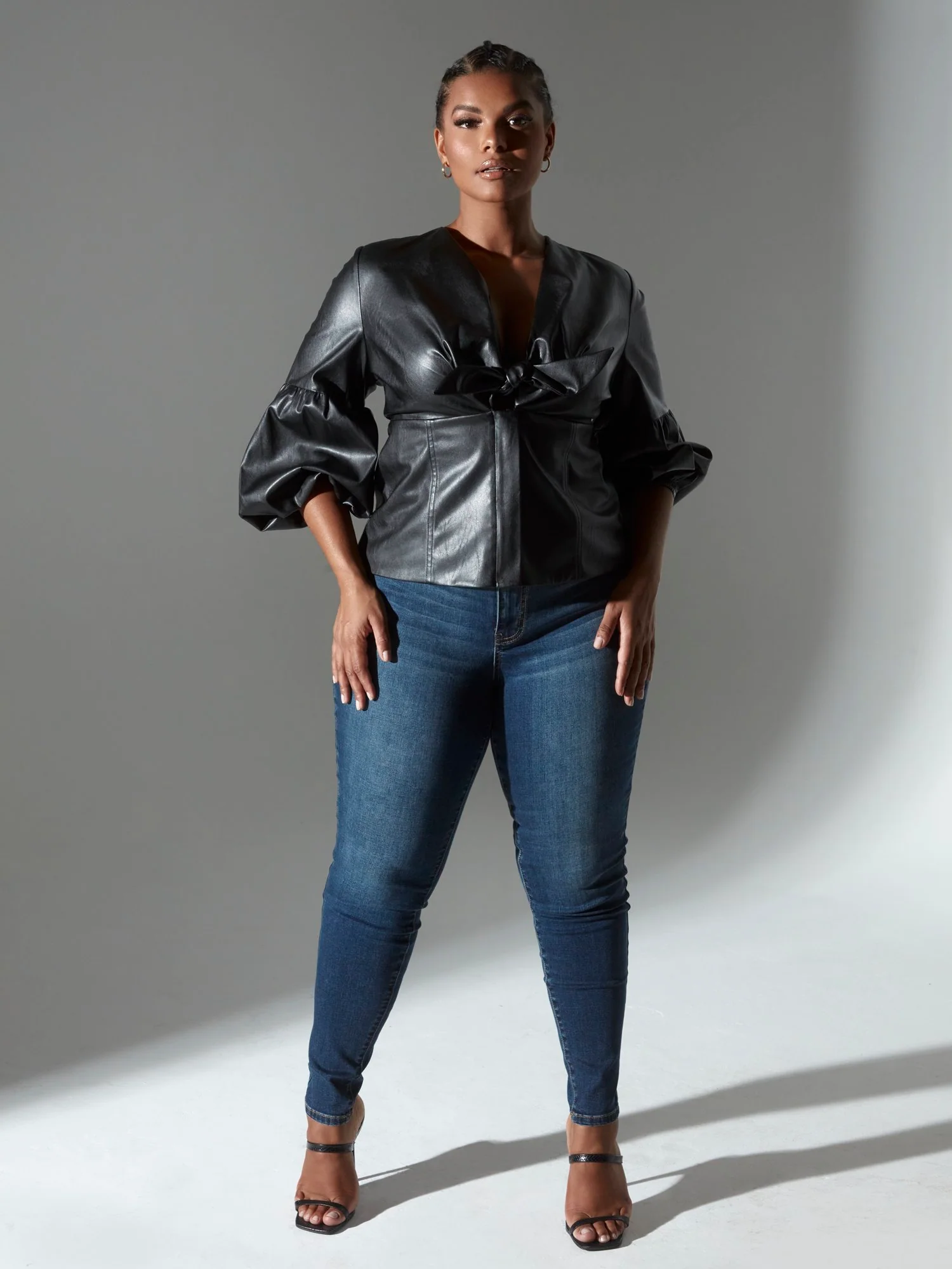 Ashley Tie Front Faux Leather Top - Image 4