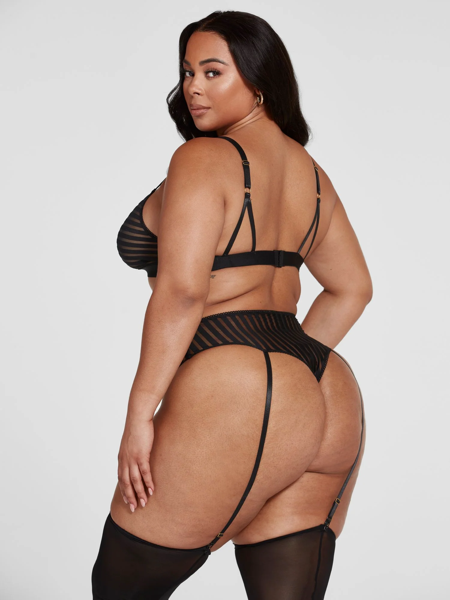 Ayanna Stripe Mesh Garter Set - Image 3