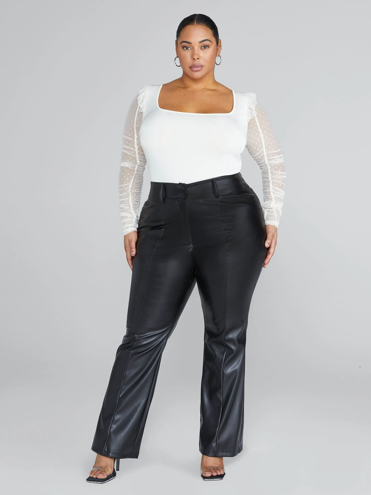 Bella Faux Leather Flare Leg Pants - Image 3
