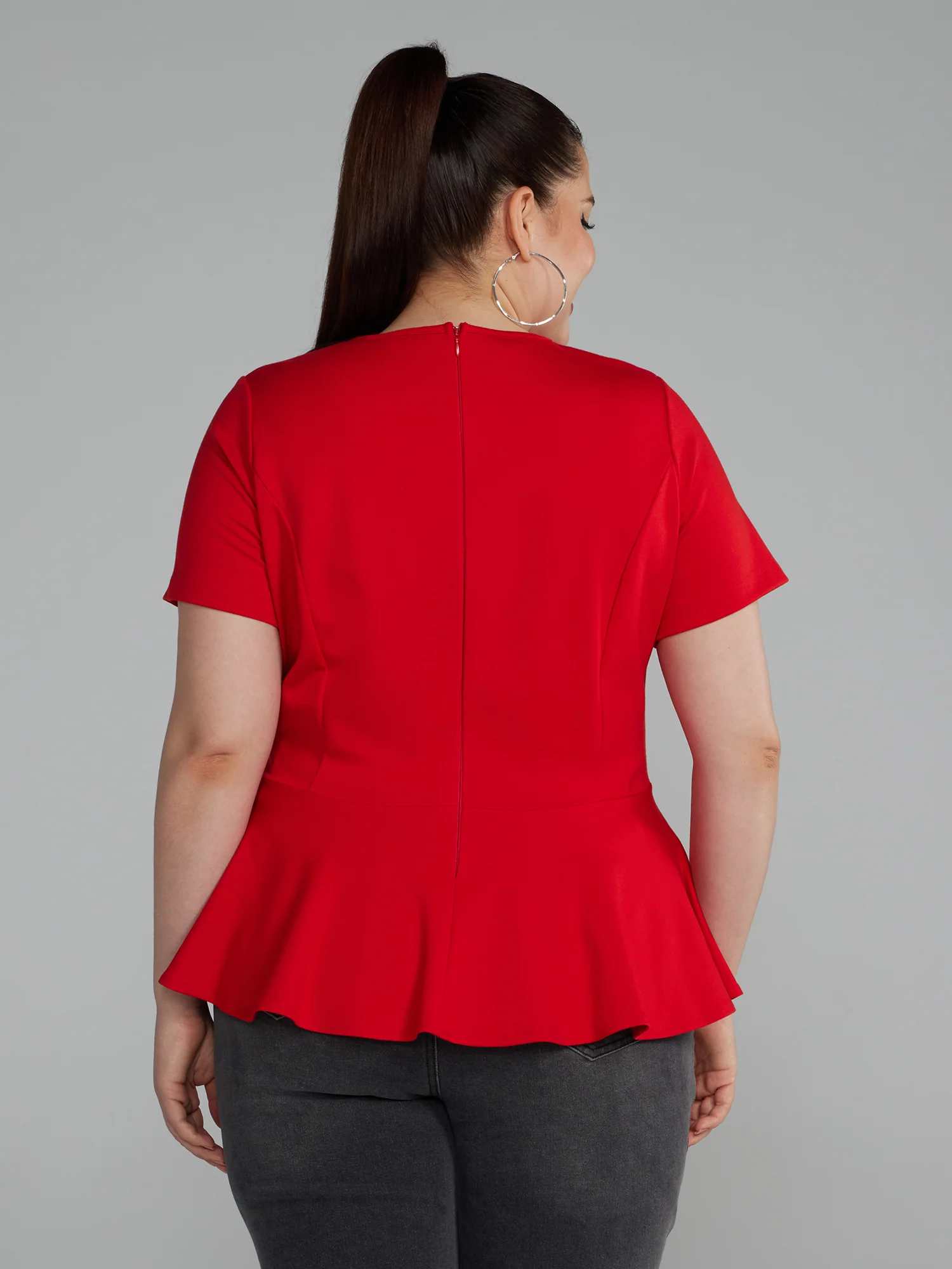 Belted Knit Peplum Top - Image 3