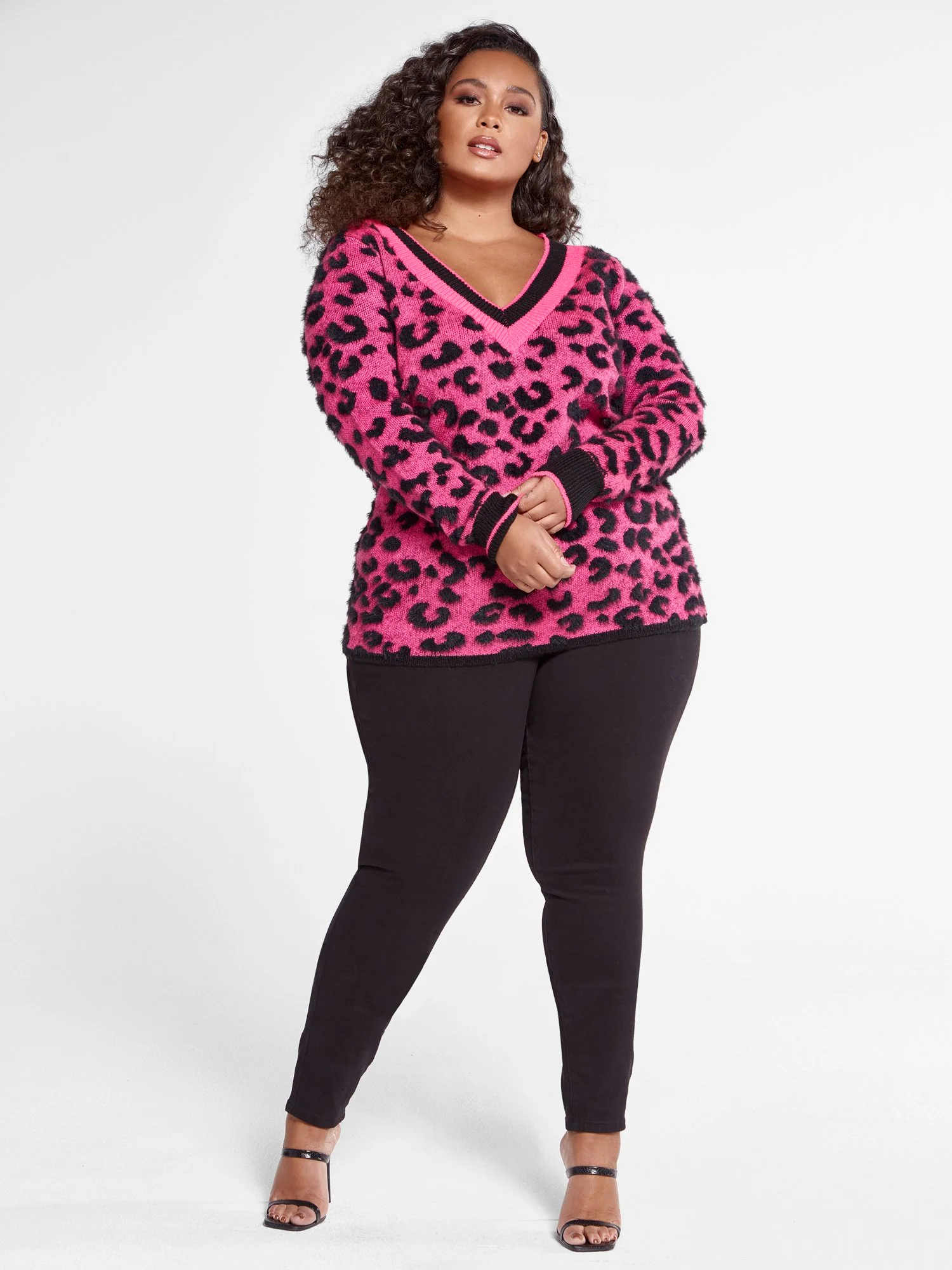 Bernadette V-neck Animal Print Pullover Sweater - Image 4