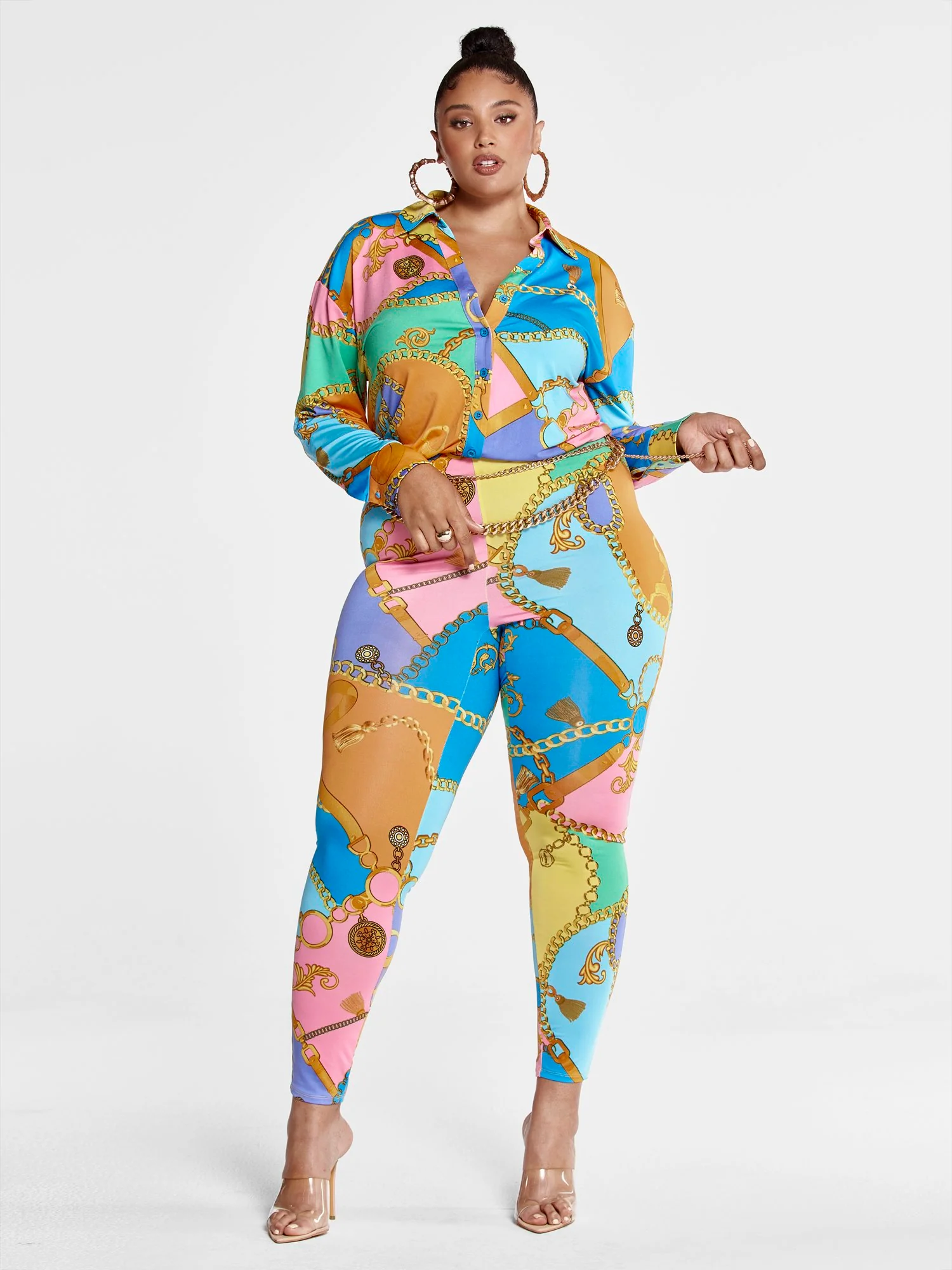 Bianca Chain Print Colorblock Jumpsuit - Image 2