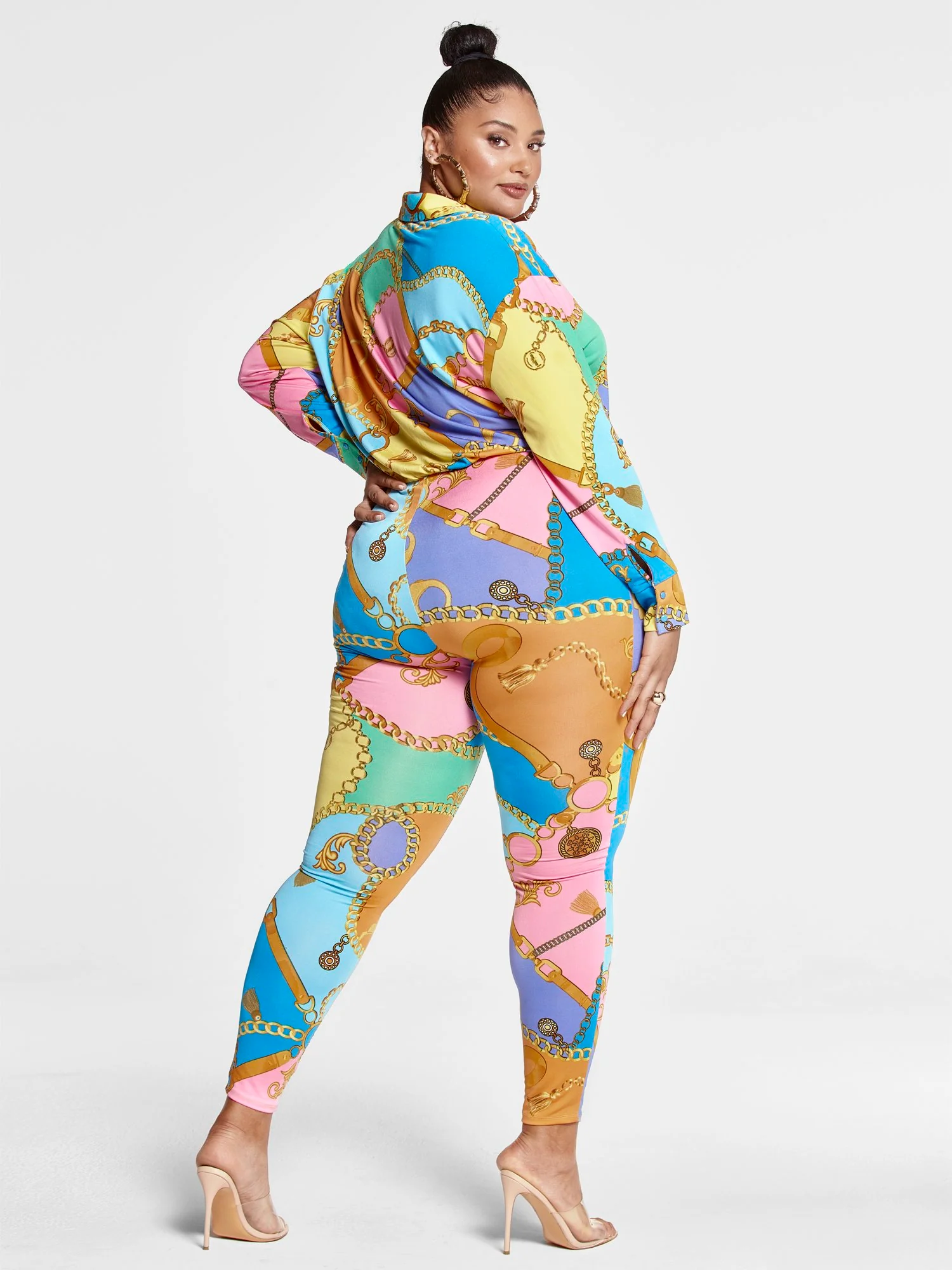 Bianca Chain Print Colorblock Jumpsuit - Image 3