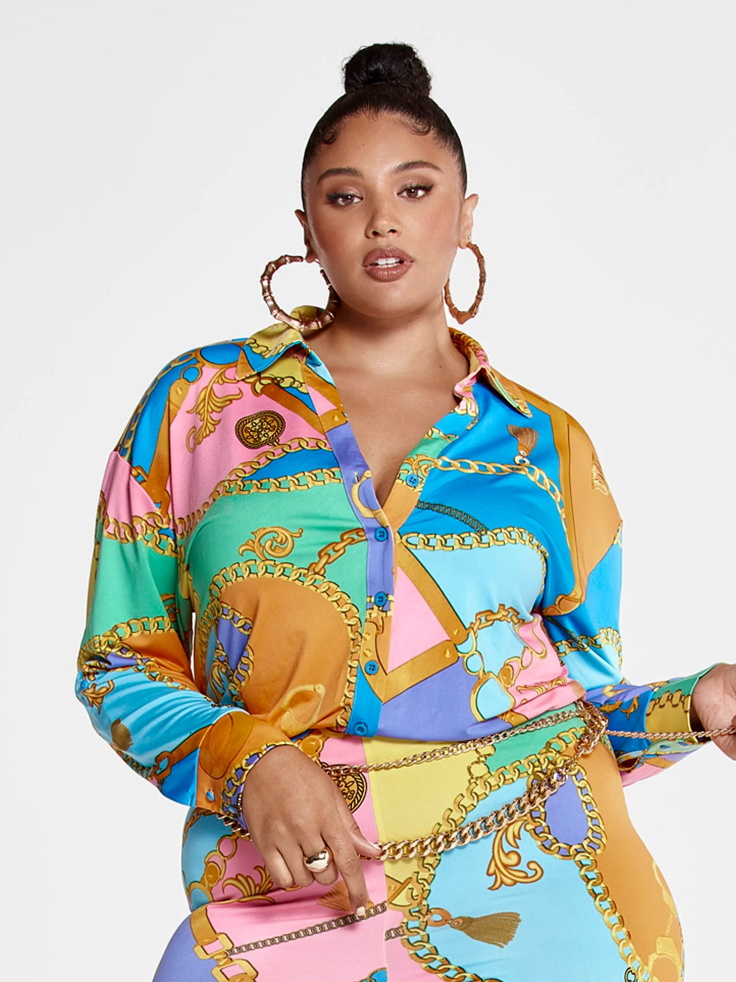 Bianca Chain Print Colorblock Jumpsuit - Image 4