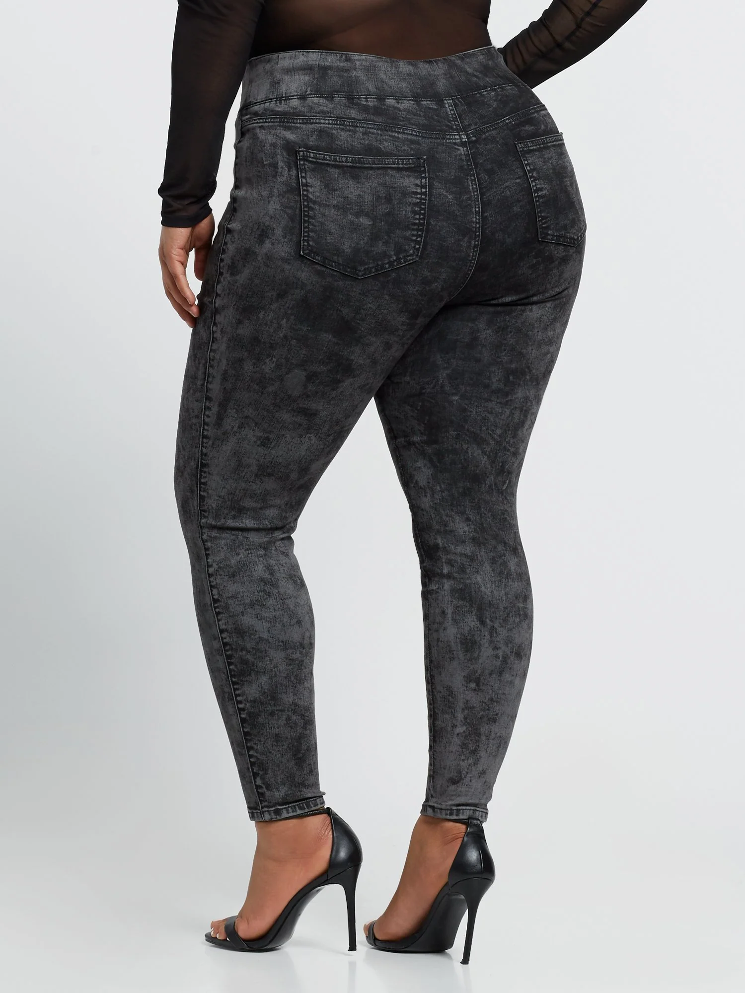 Black Acid Wash High-Rise Jeggings - Image 3