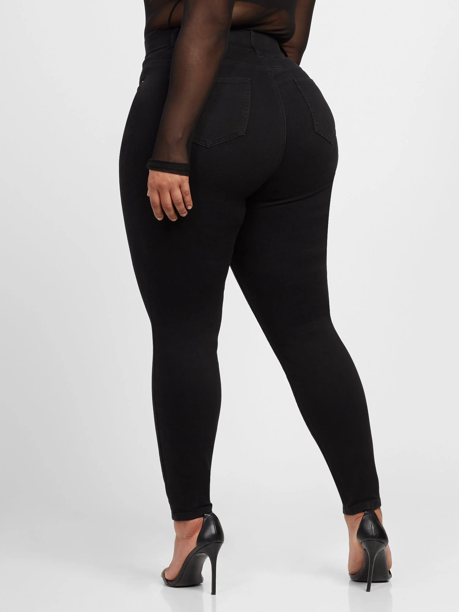 Black Curvy Fit Skinny Jeans - Short Inseam - Image 3