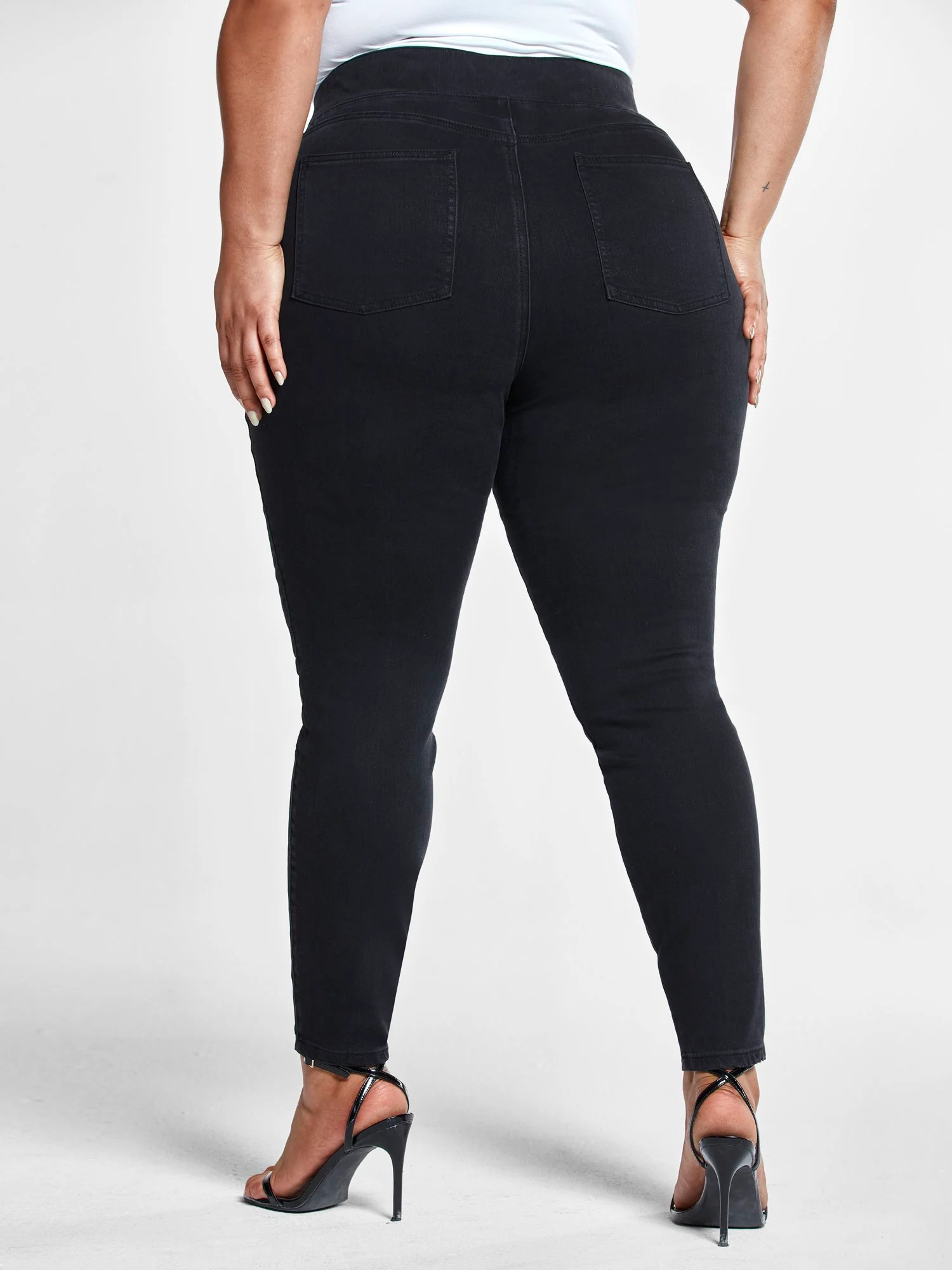 Black High-Rise Destructed Jeggings - Image 3