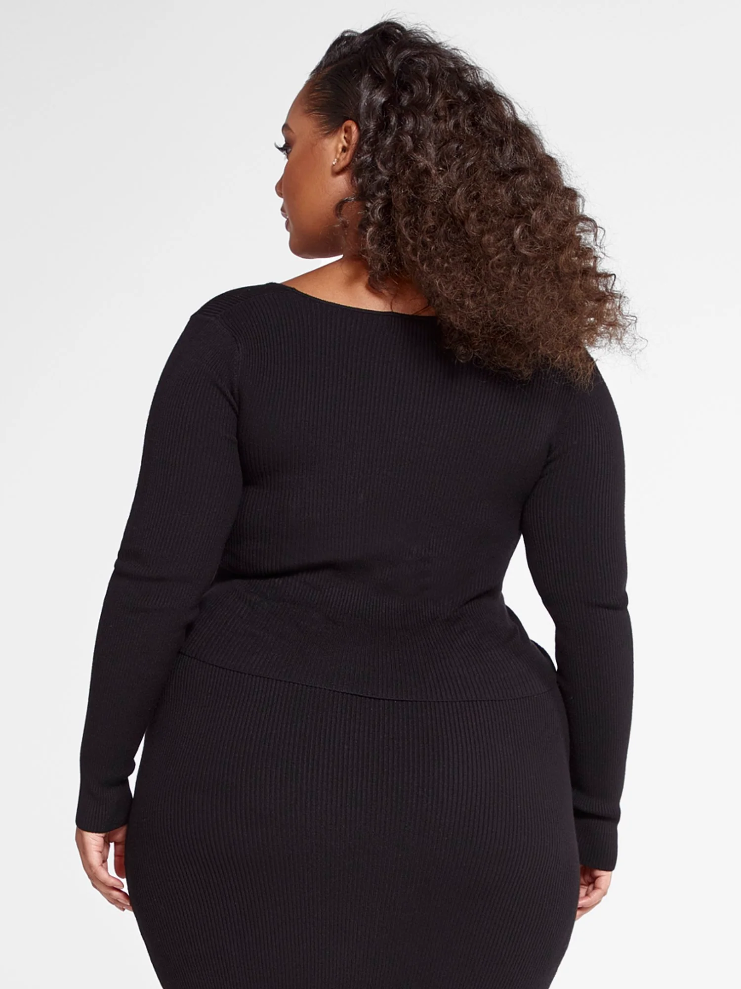 Bree Faux Wrap Ribbed-Knit Sweater - Image 3