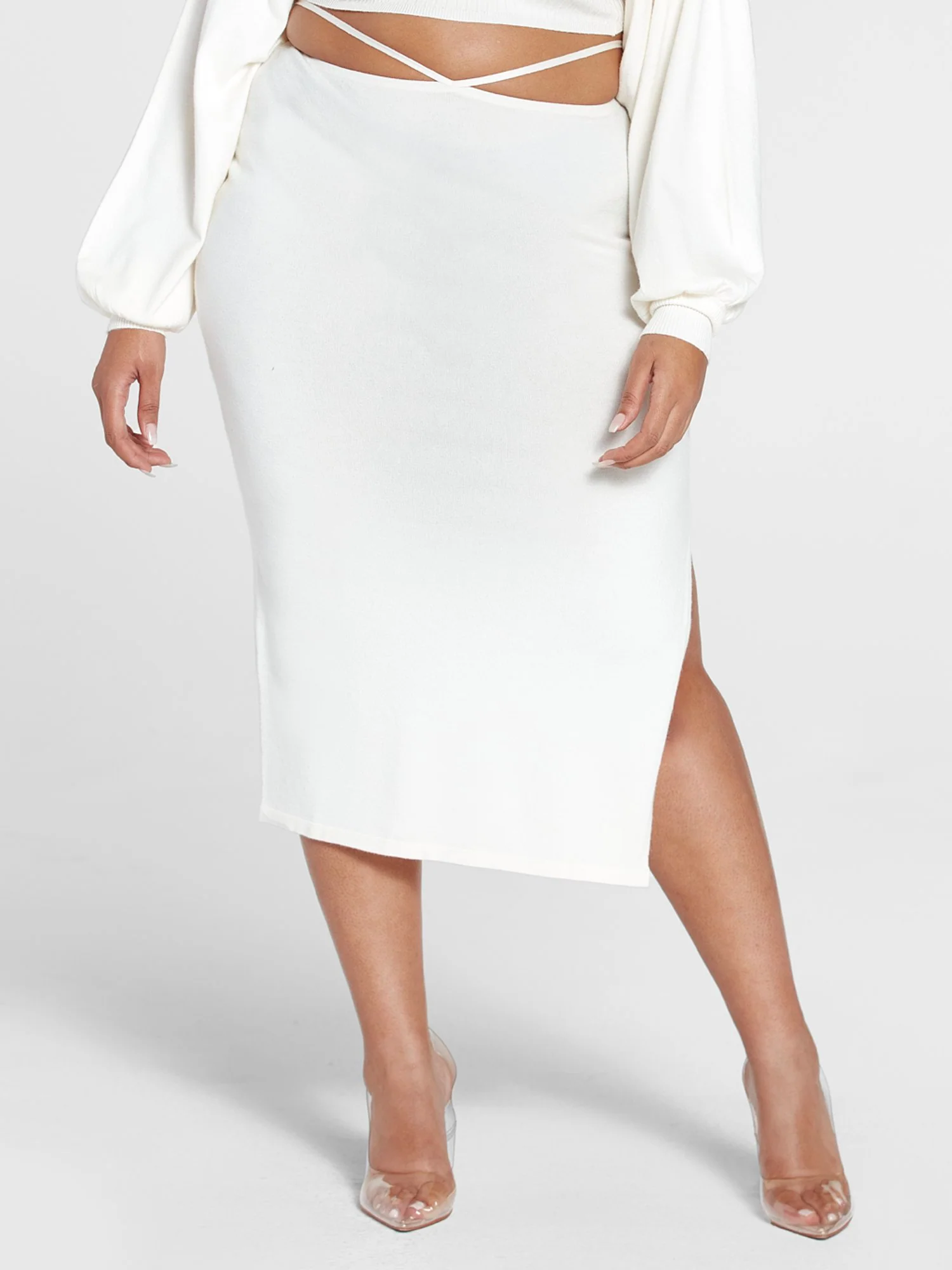 Brigitte Ribbed Knit Cutout Midi Skirt