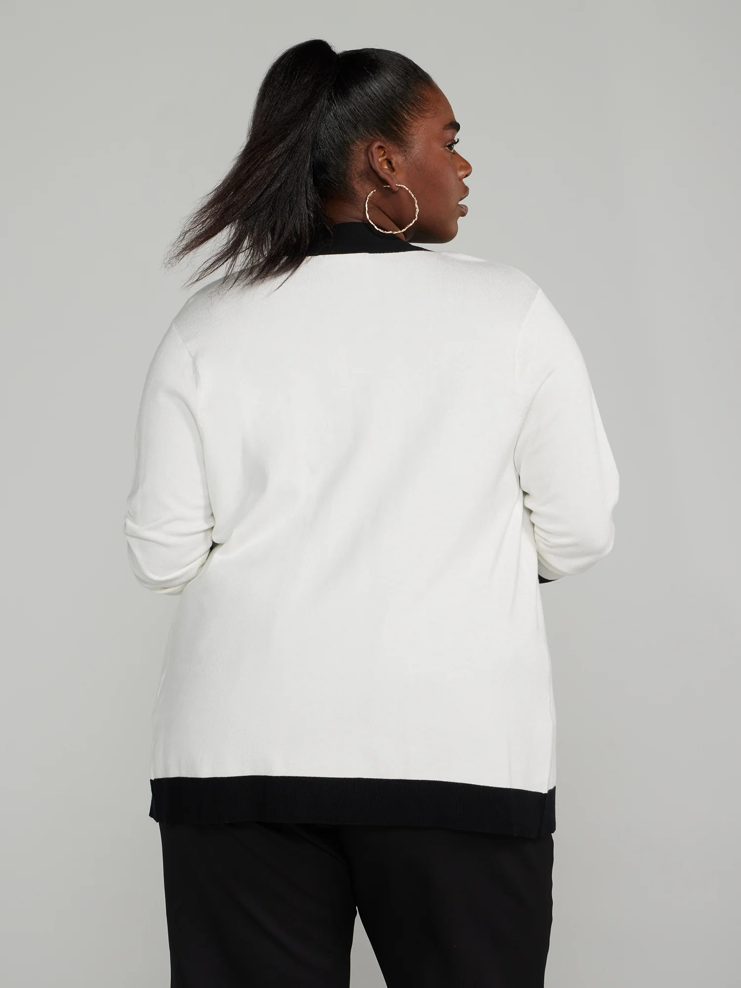 Button-Front Piped Cardigan - Image 3