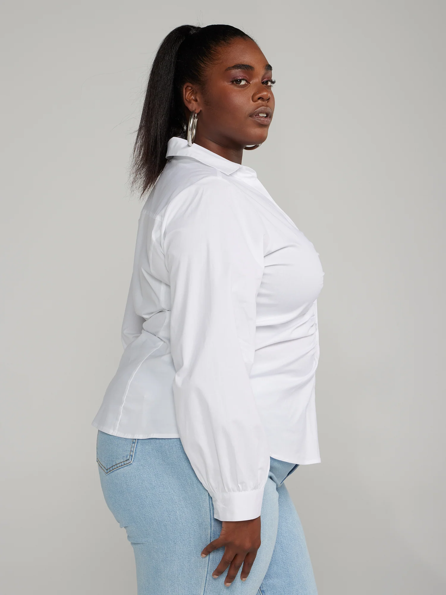 Button-Down Ruched Shirt - Image 11