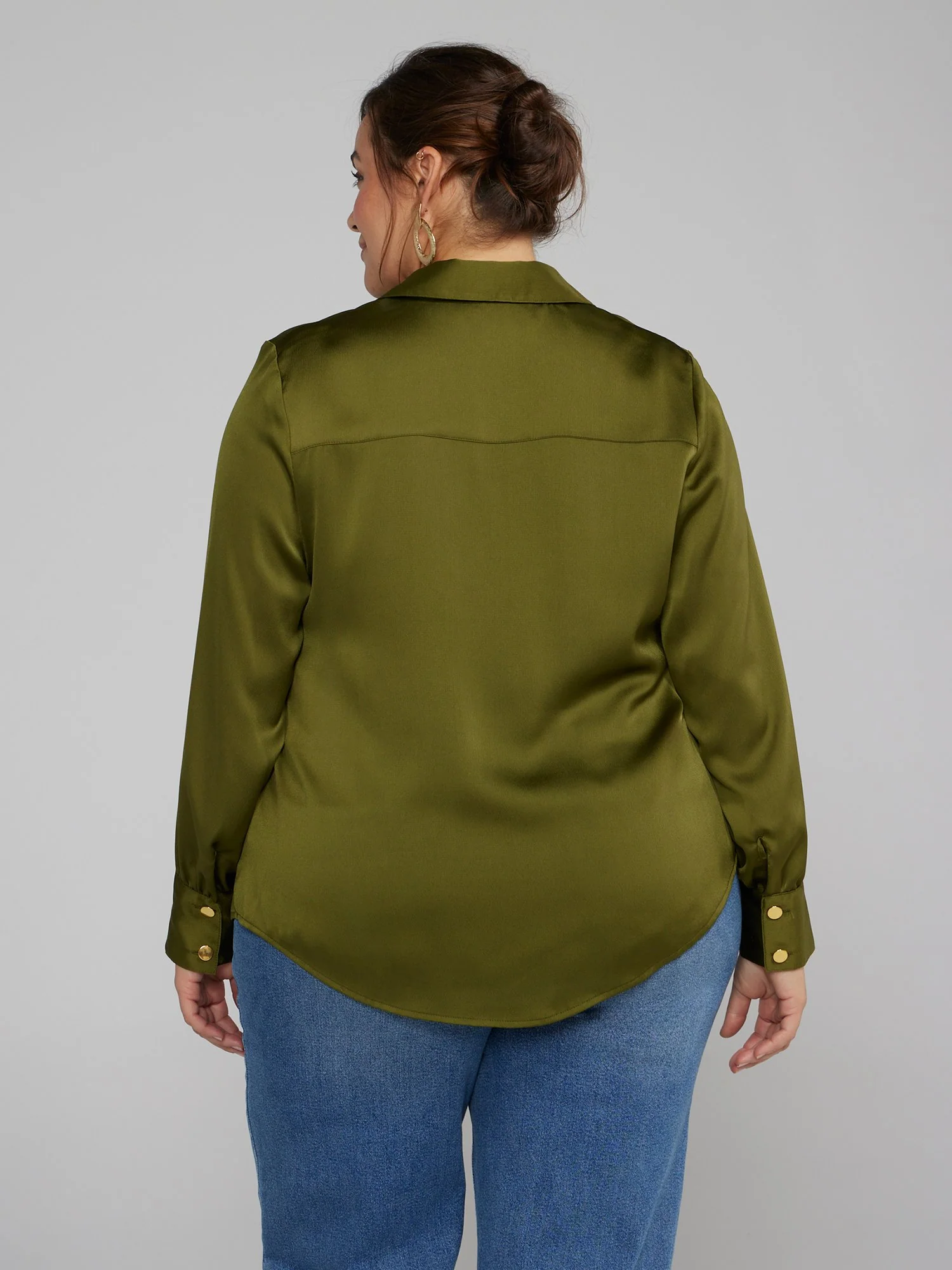 Button-Front Satin Shirt - Image 3